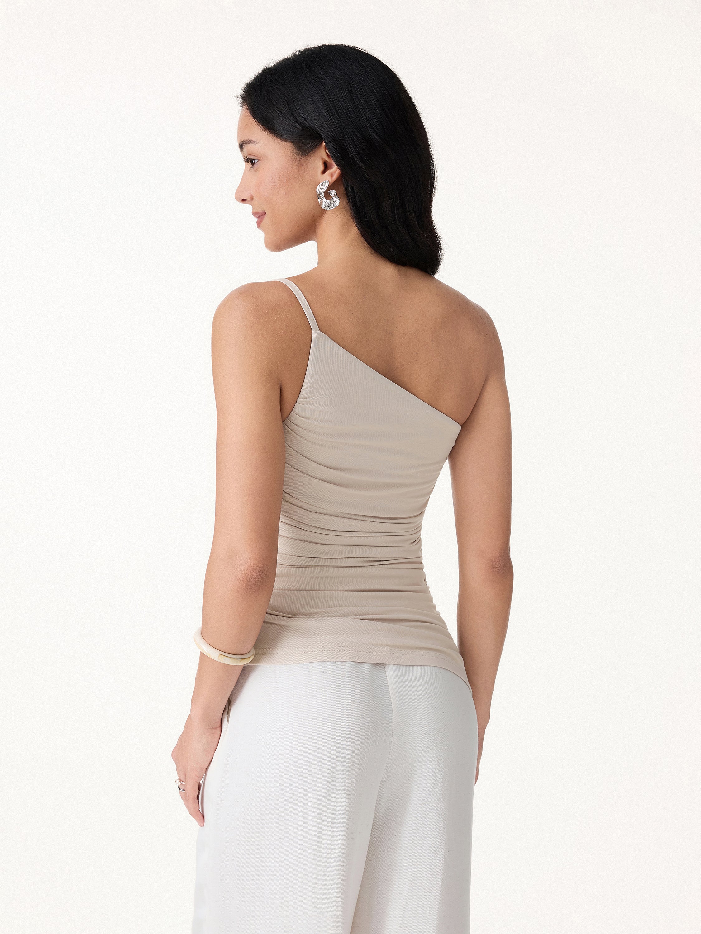 Ruched One Shoulder Asymmetrical Bra Top - Image 8