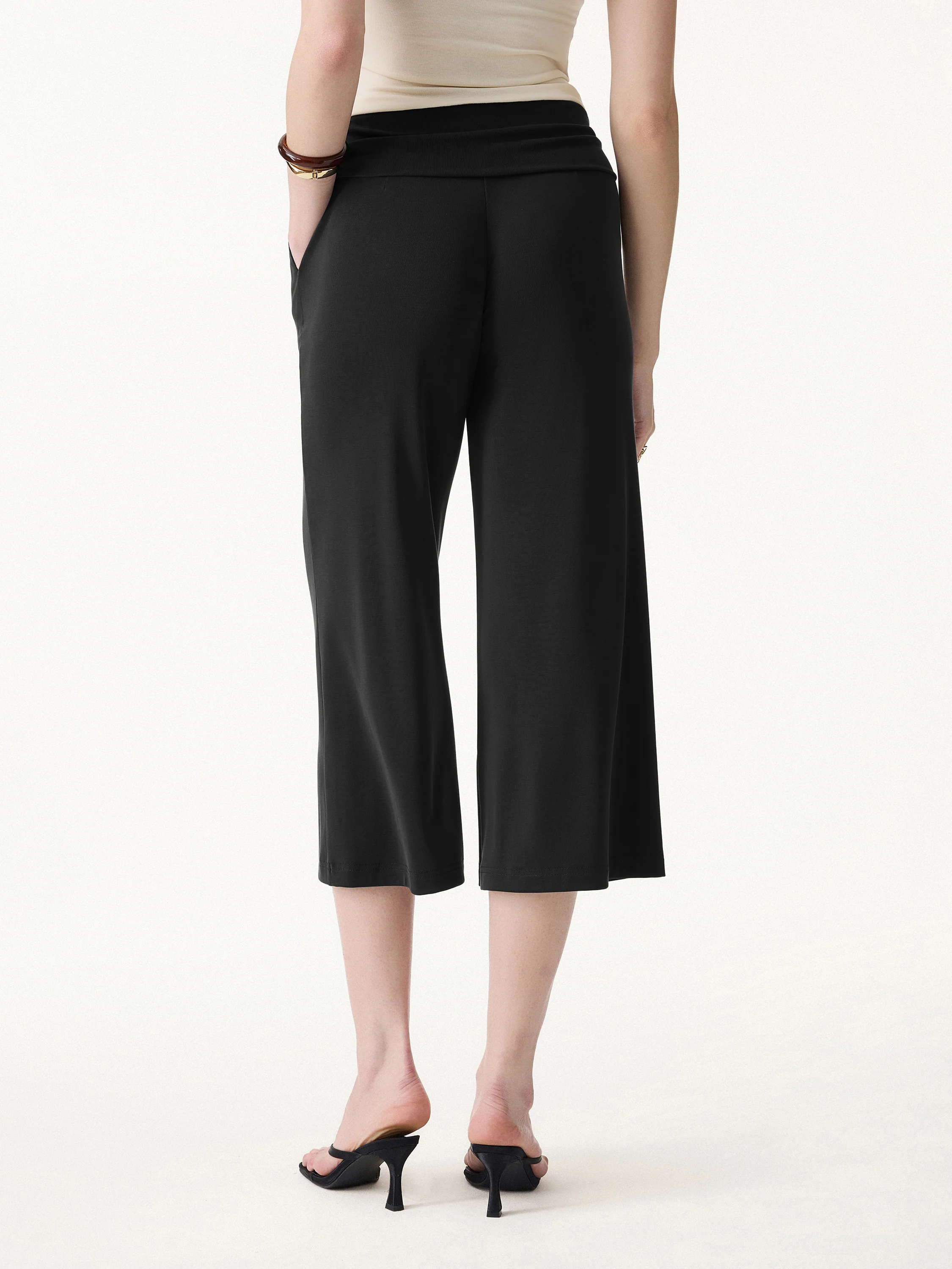 Sandwashed Modal Fold-Down Waist Flared Leg Pants - Image 6