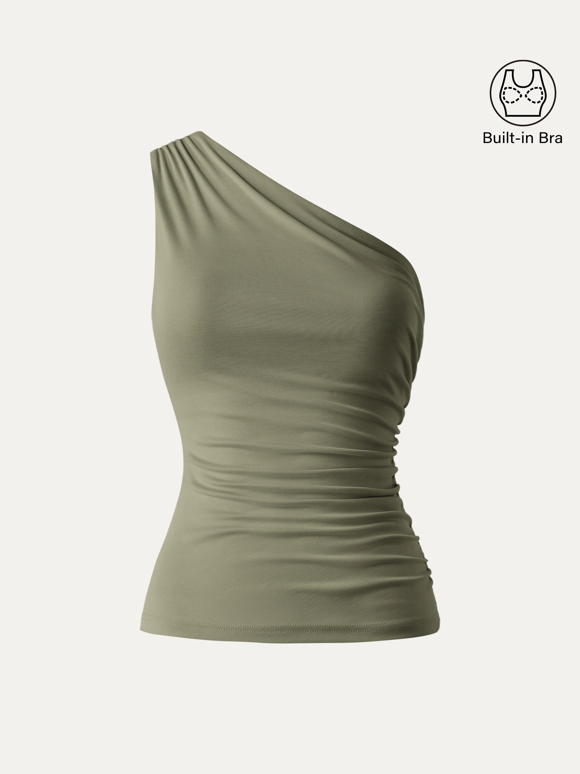 Sandwashed One Shoulder Ruched Bra Tank - Image 20