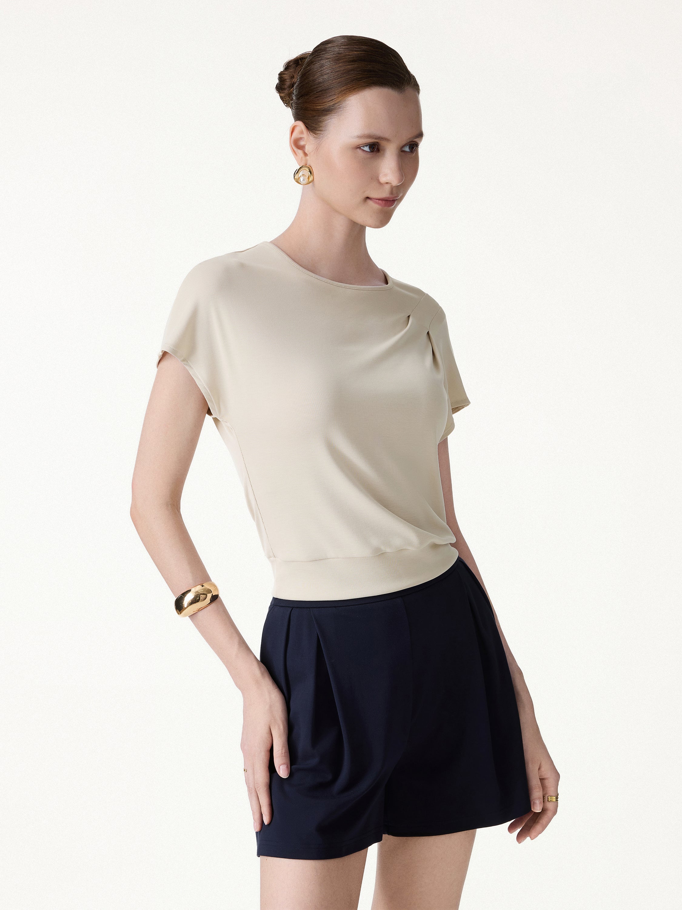 Sandwashed Relaxed Round Neck Cap Sleeve Tee - Image 2