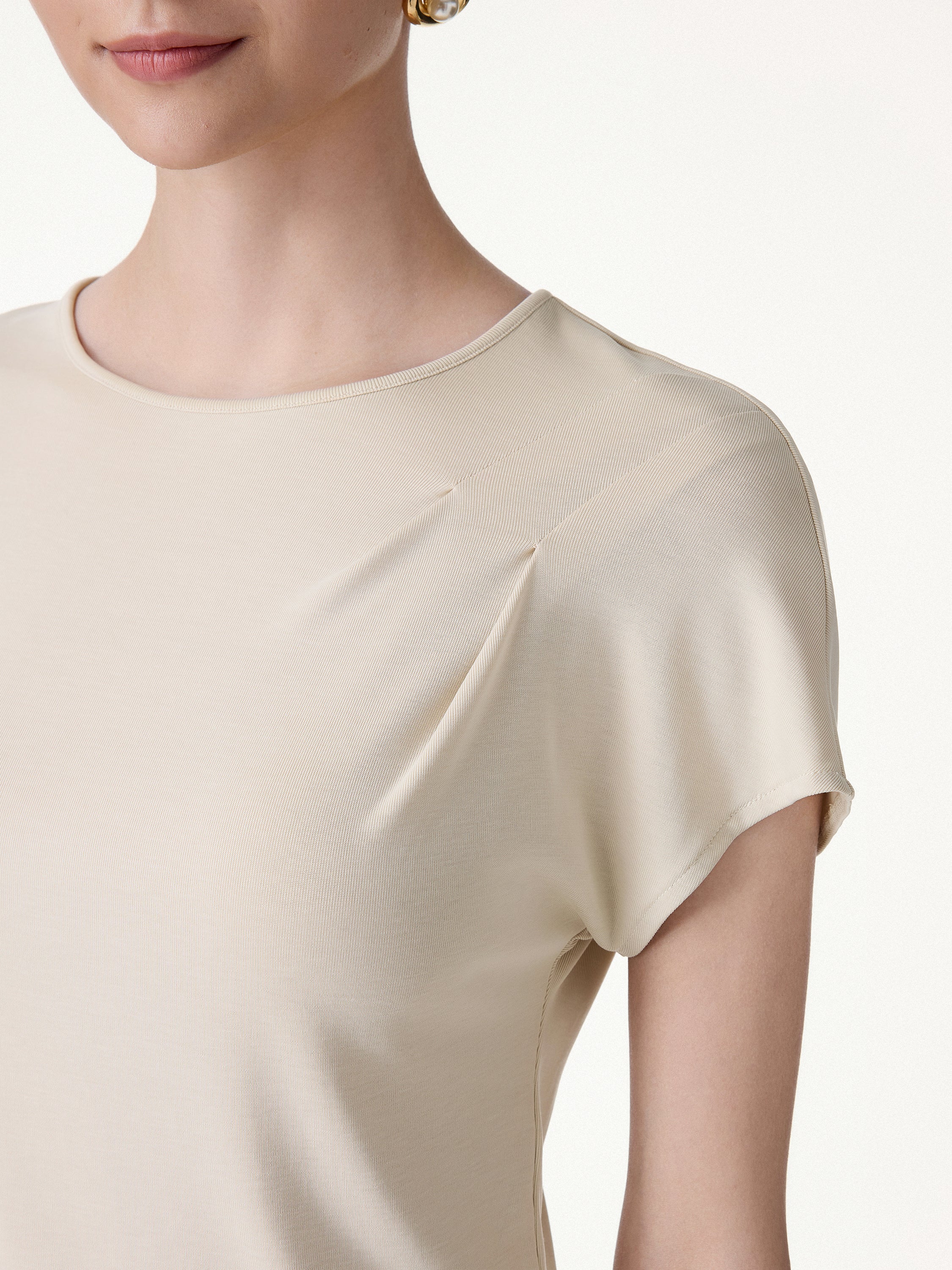 Sandwashed Relaxed Round Neck Cap Sleeve Tee - Image 3