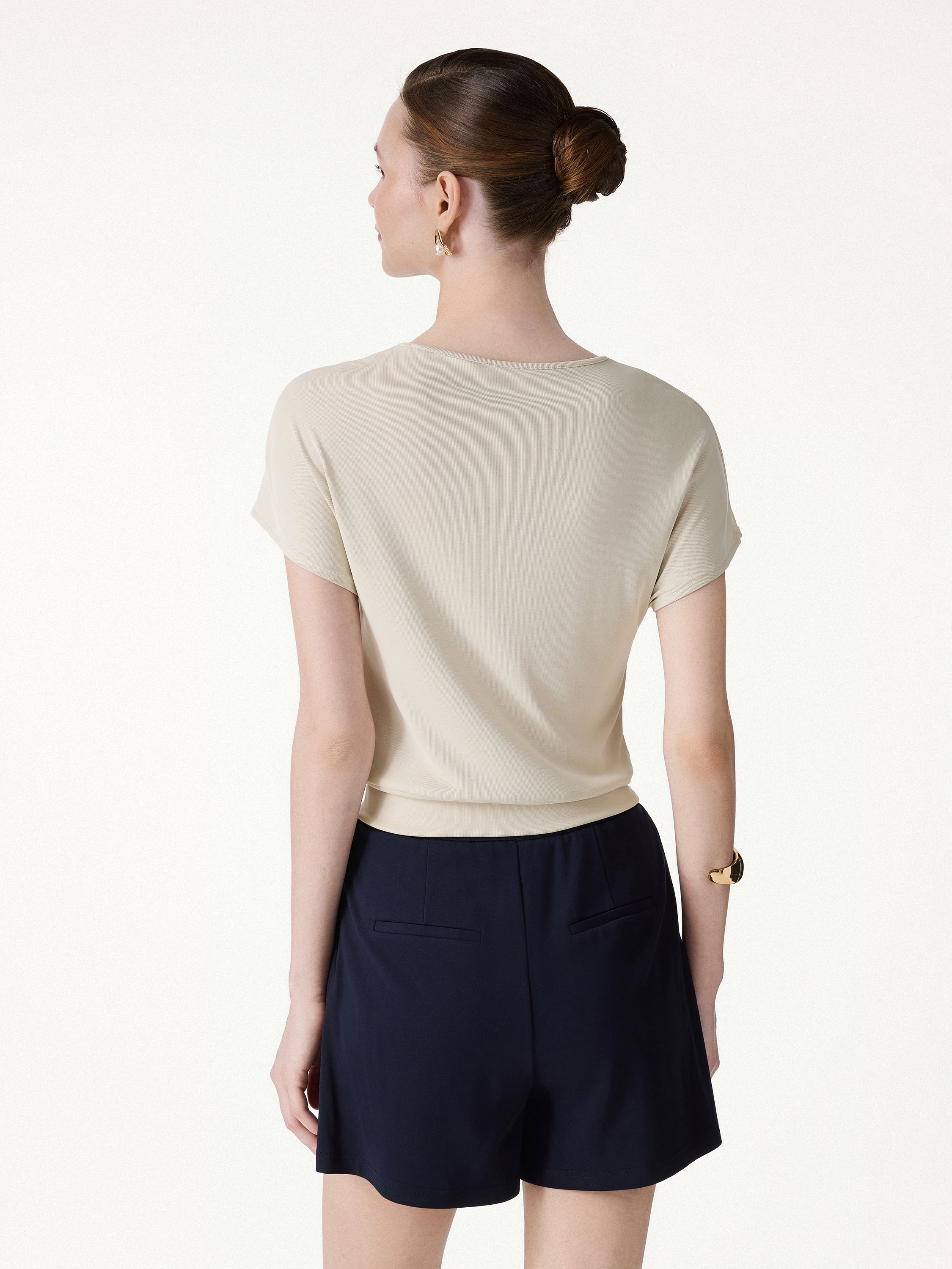 Sandwashed Relaxed Round Neck Cap Sleeve Tee - Image 7