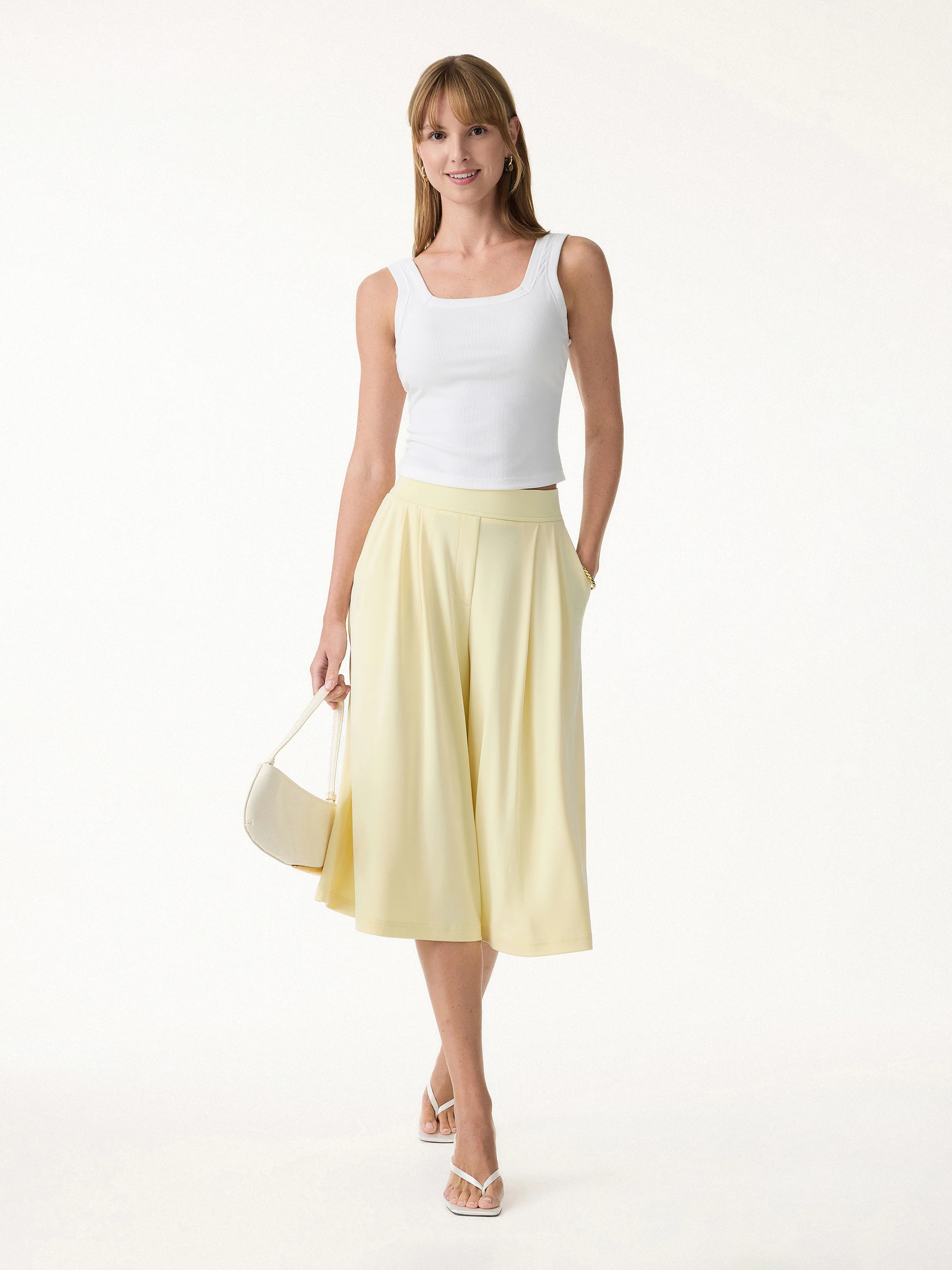 Sandwashed Super Flowy Cropped Palazzo Leg Pant with Pockets