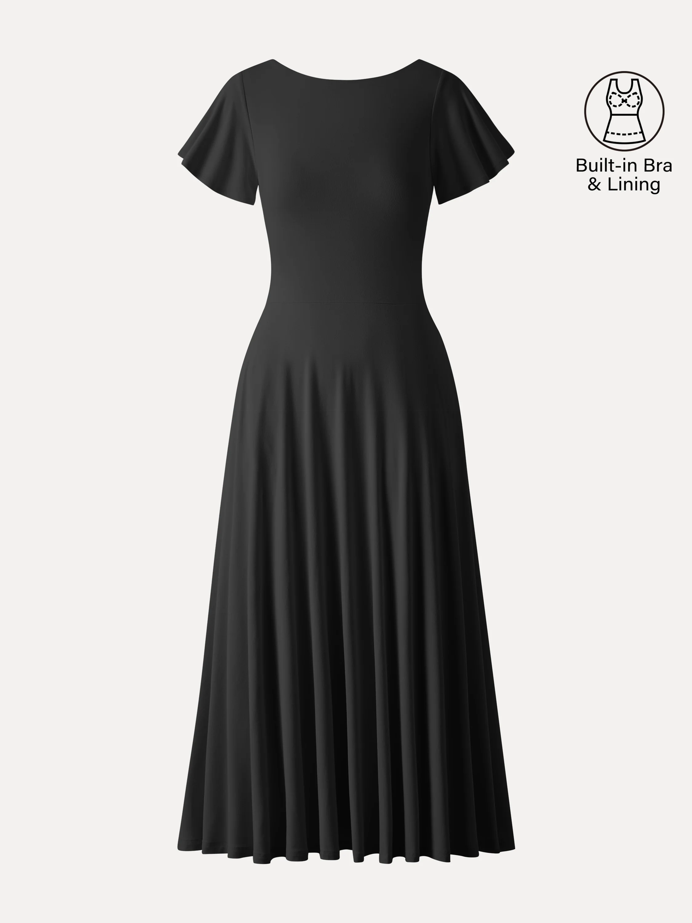 SkinKiss Boatneck Fit-and-Flare Maxi Travel Bra Dress with Pockets - Image 5