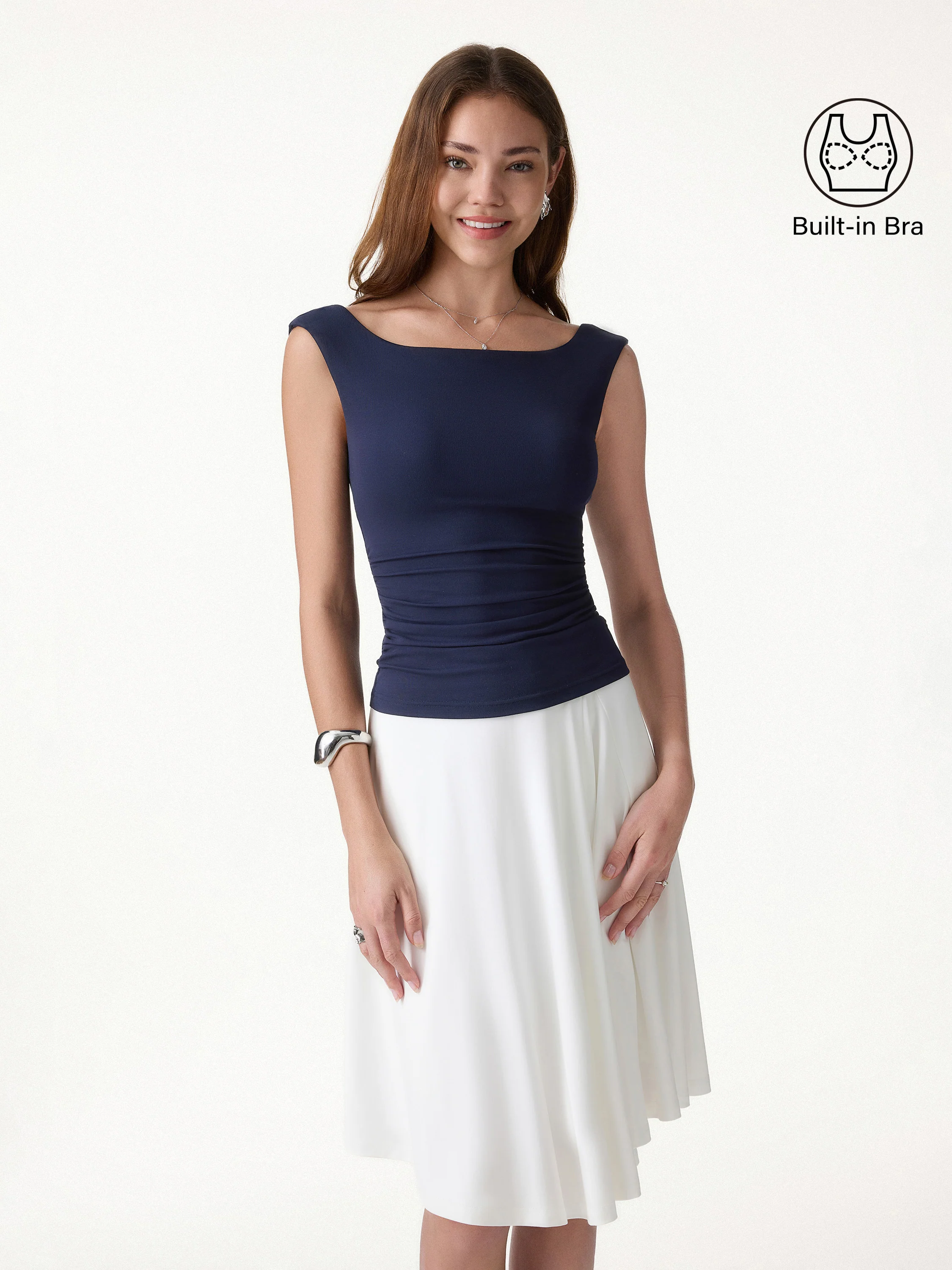 Boatneck Low Back Gathered Bra Top - Image 3
