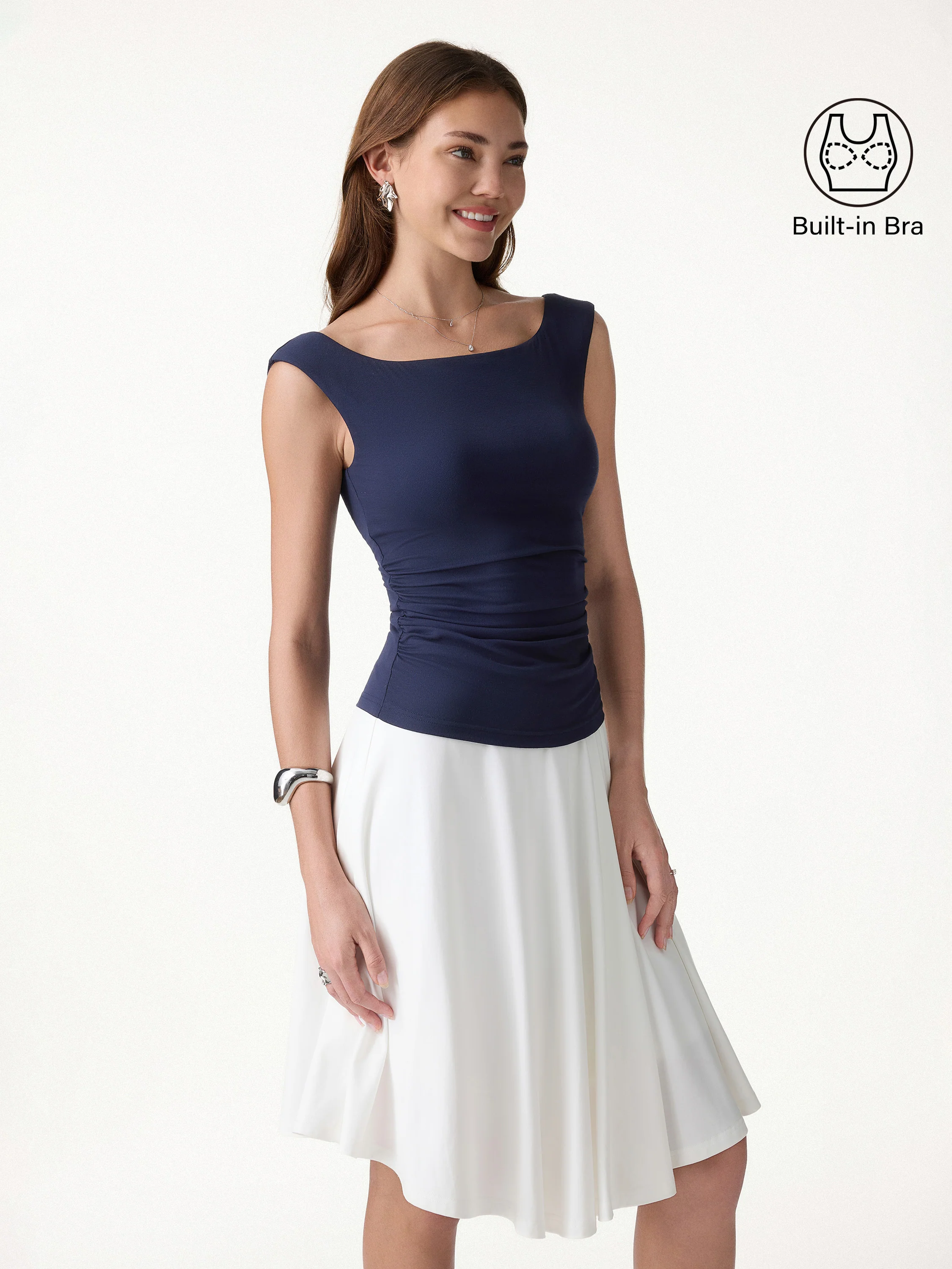 Boatneck Low Back Gathered Bra Top - Image 7