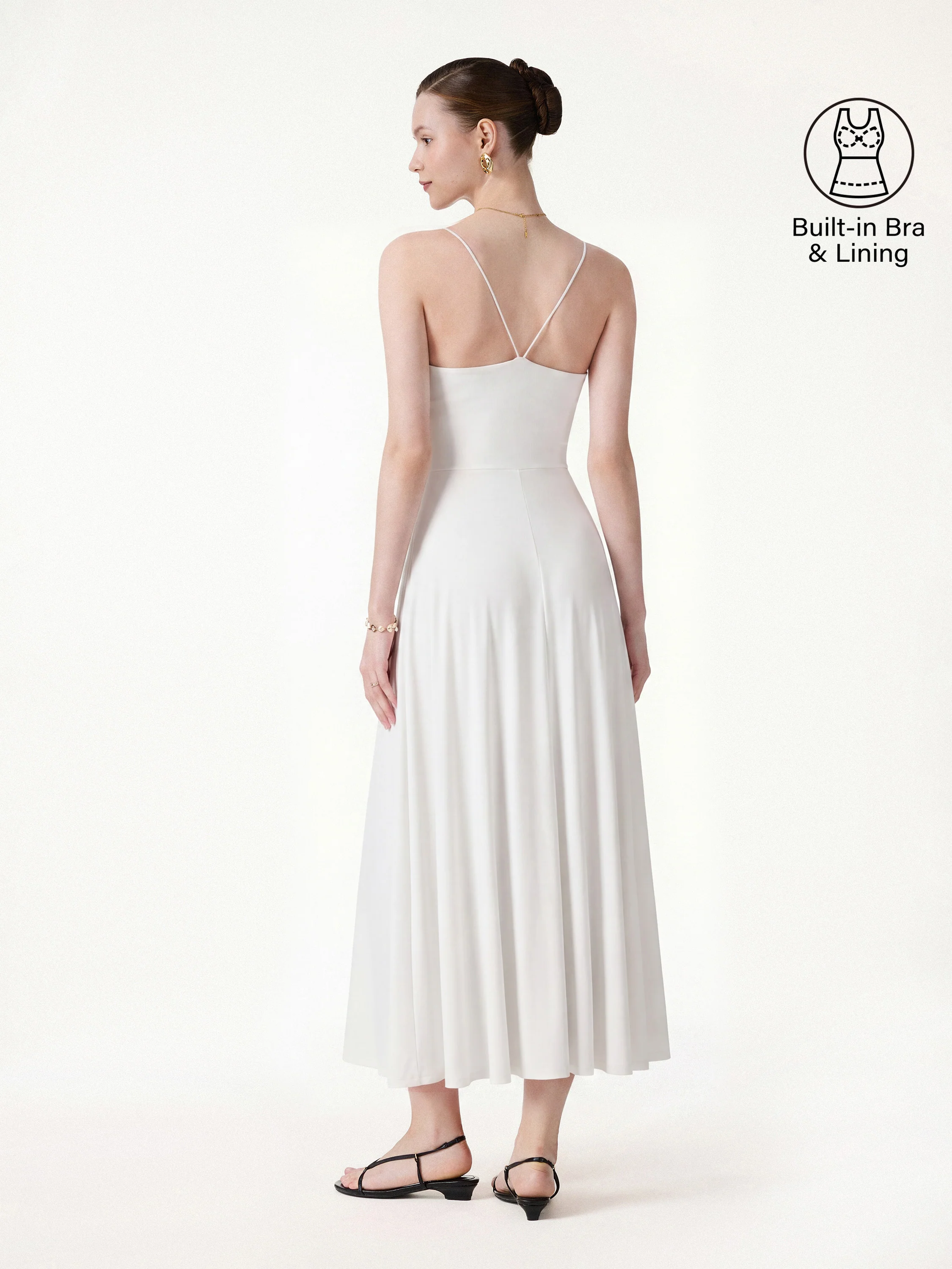SkinKiss Classy Spaghetti Open Back Midi Bra Dress with Pockets - Image 3