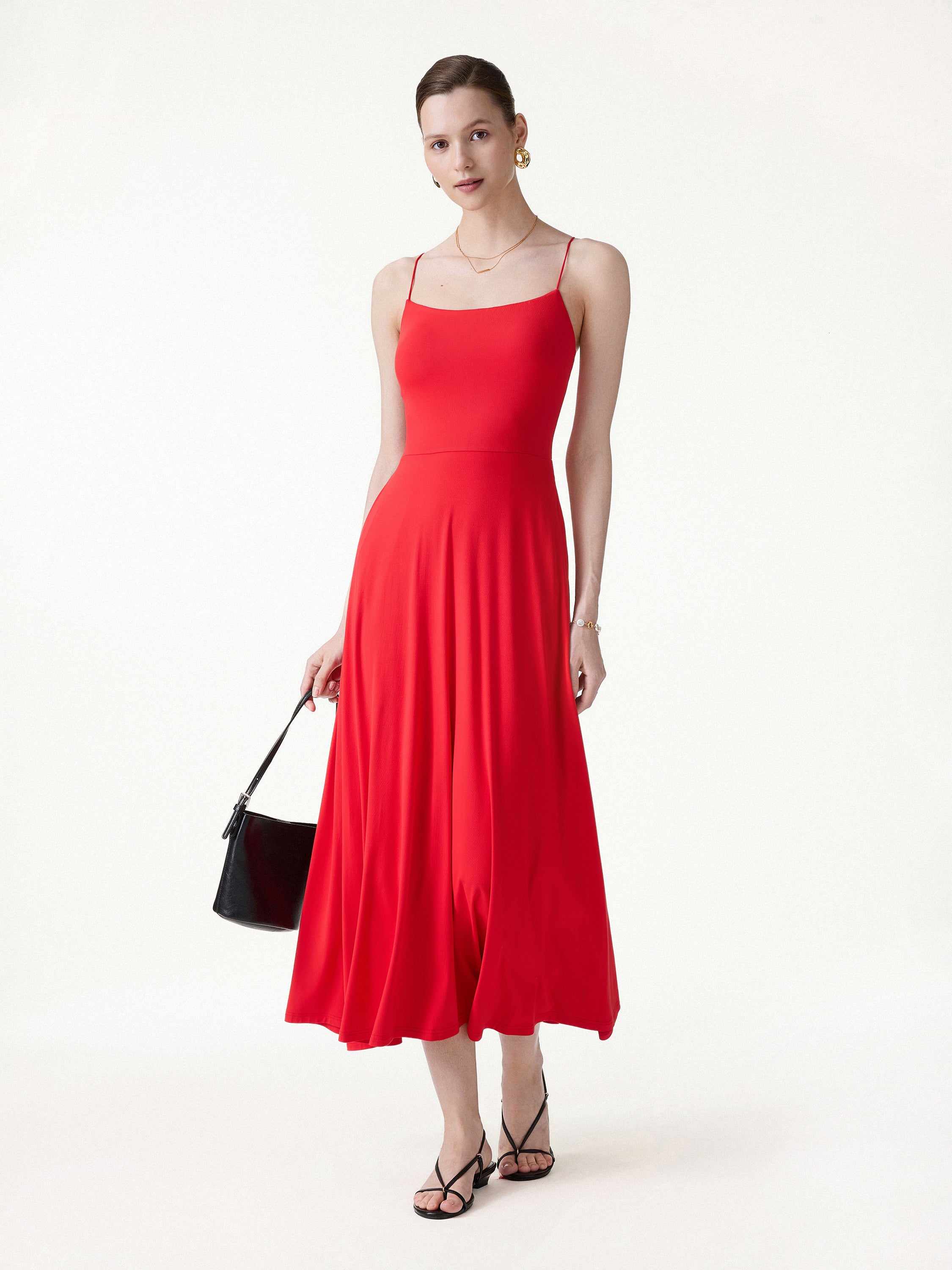 SkinKiss Classy Spaghetti Open Back Midi Bra Dress with Pockets - Image 6