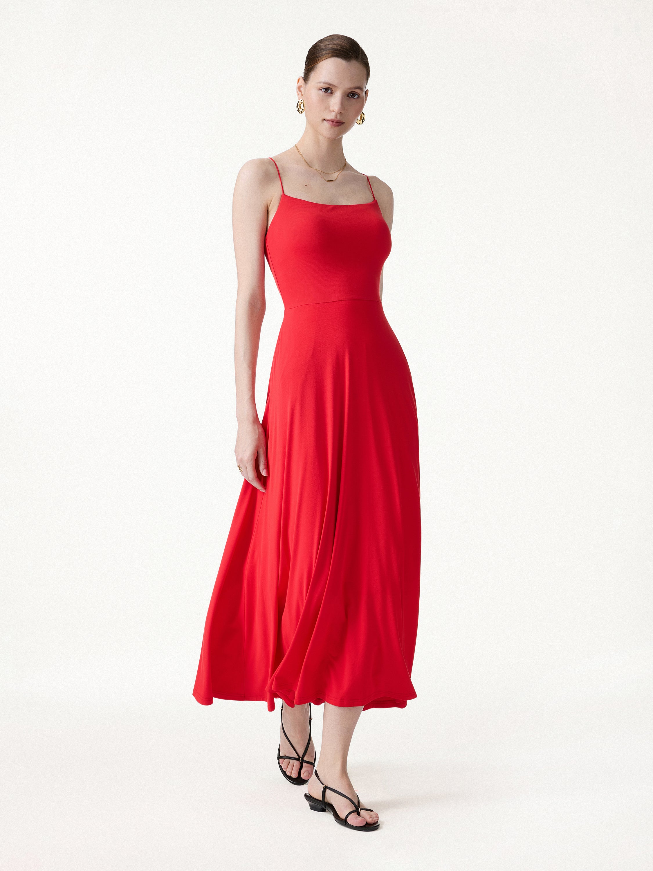 SkinKiss Classy Spaghetti Open Back Midi Bra Dress with Pockets - Image 7