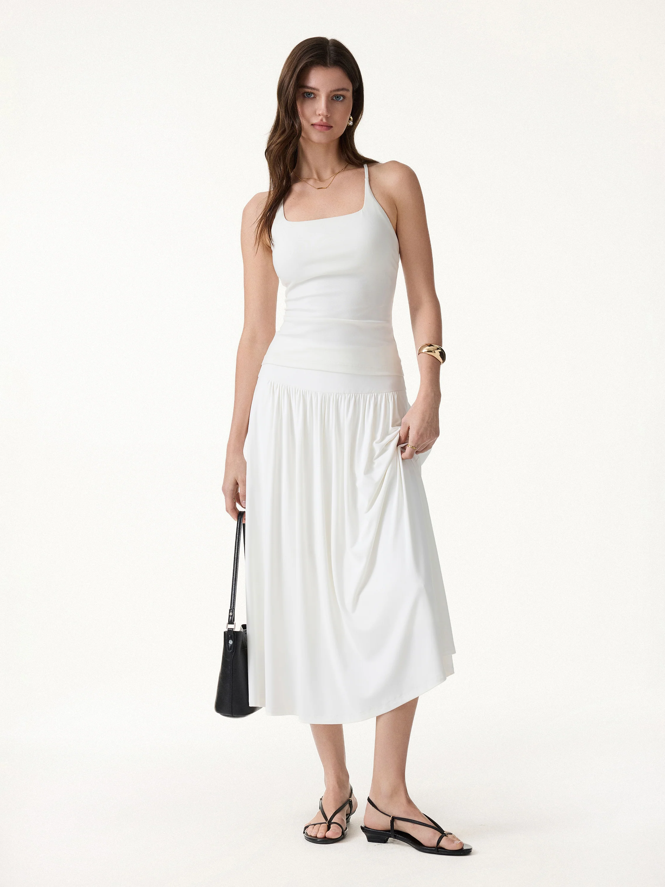 SkinKiss Mid Rise Gathered Midi Skirt with Pockets - Image 3