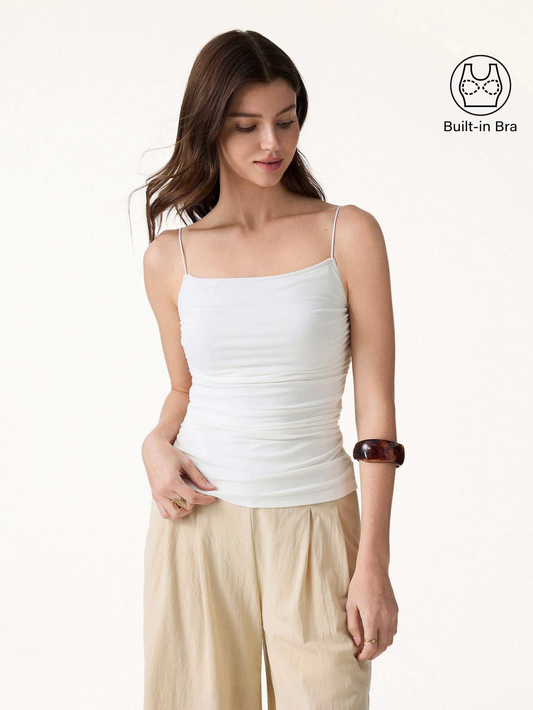 SkinKiss Square Neck Ruched Spaghetti Bra Top - Image 4