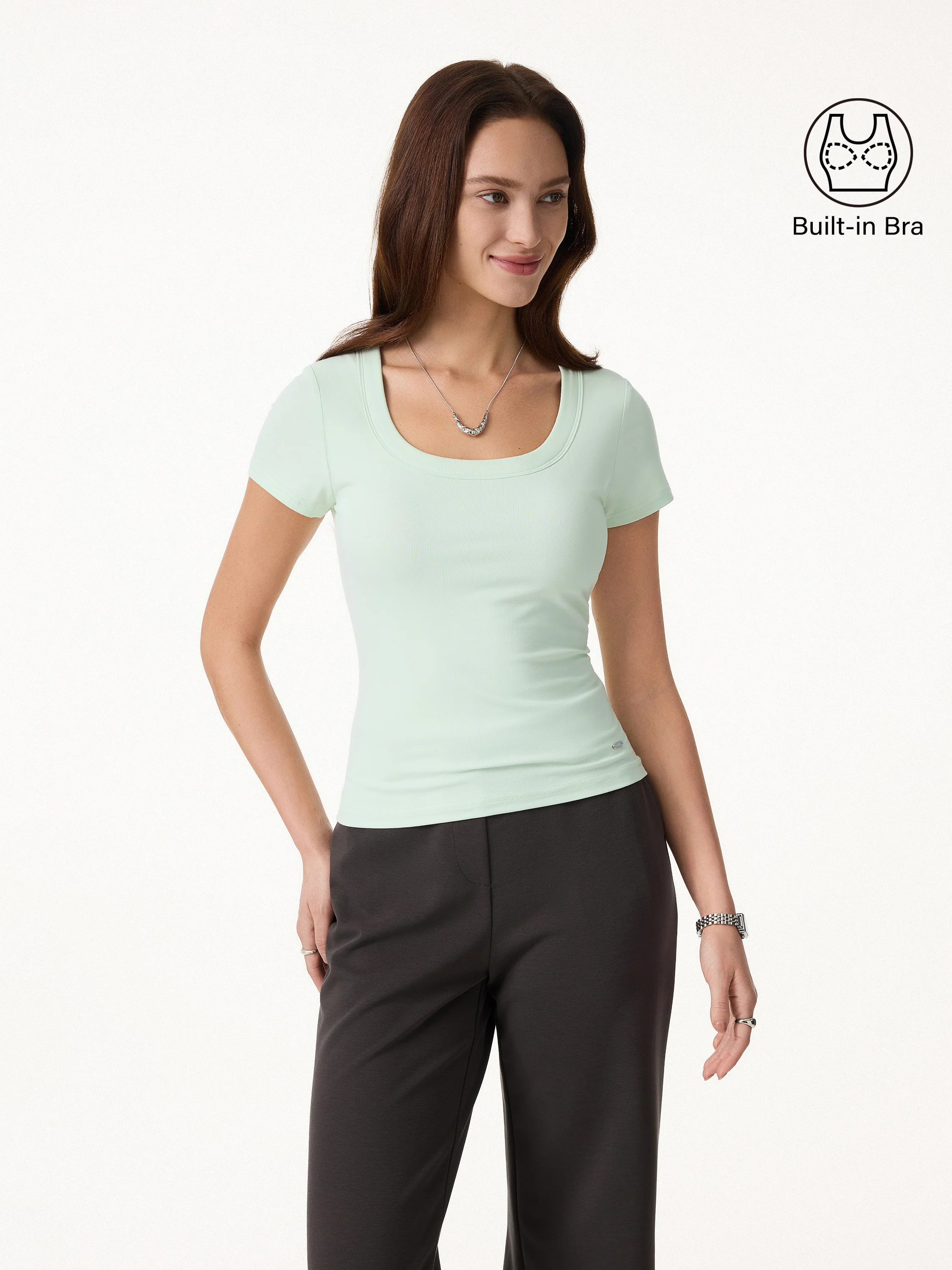SkinKiss U-Neck Short Sleeve Everyday Bra Top - Image 5
