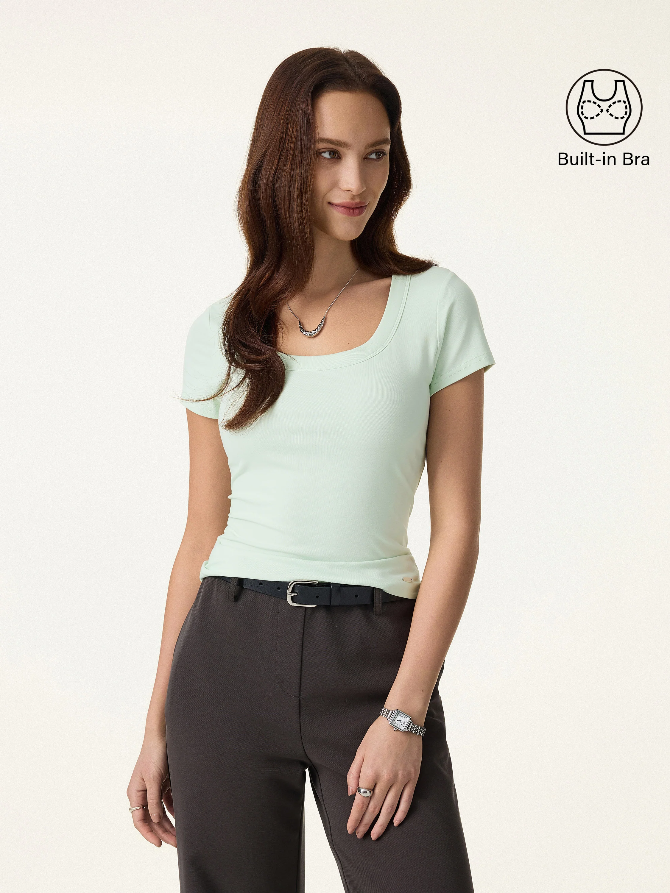 SkinKiss U-Neck Short Sleeve Everyday Bra Top - Image 6