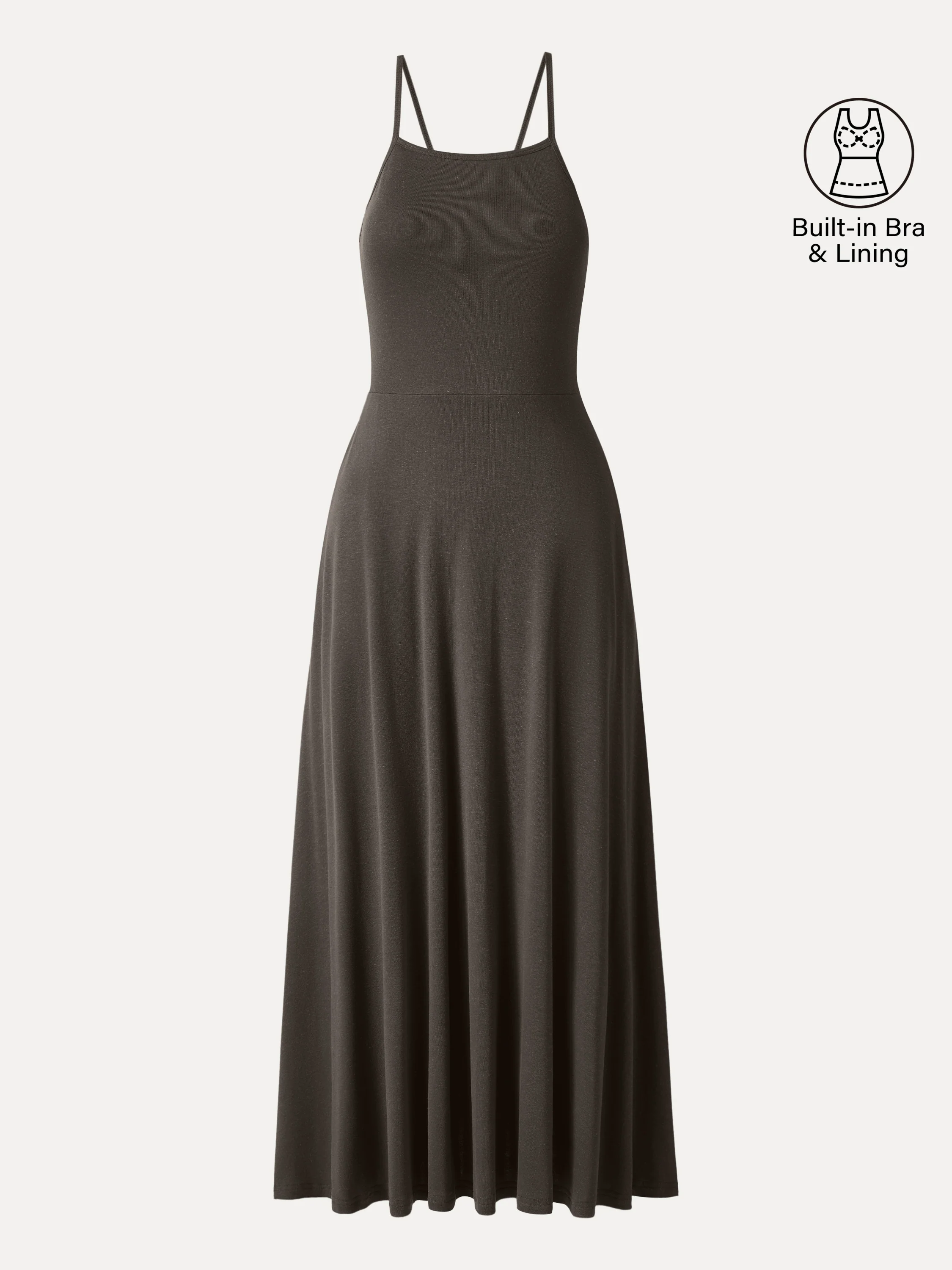 Soft Linen Knit Spaghetti Midi Bra Dress - Image 14
