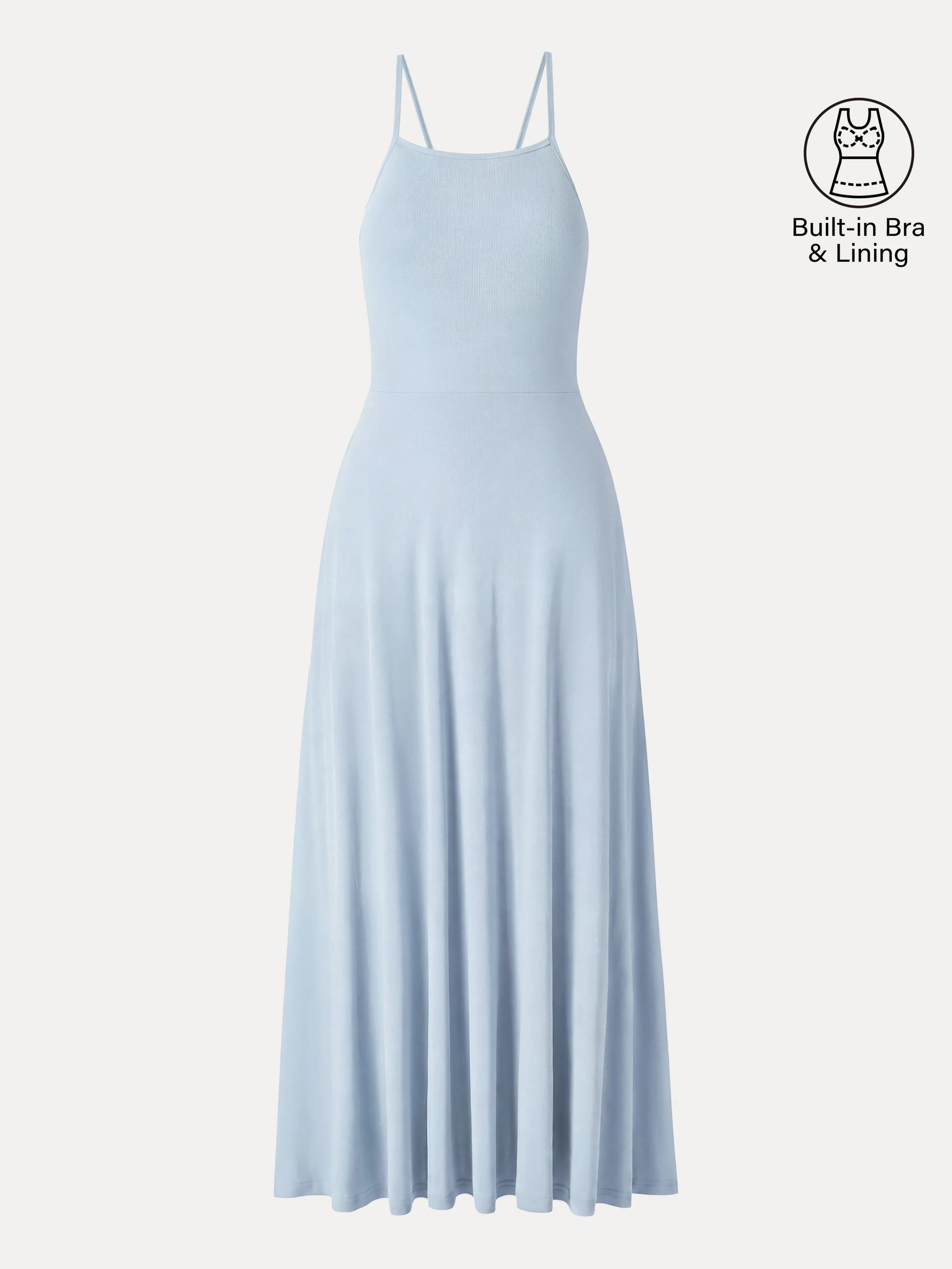 Soft Linen Knit Spaghetti Midi Bra Dress - Image 15