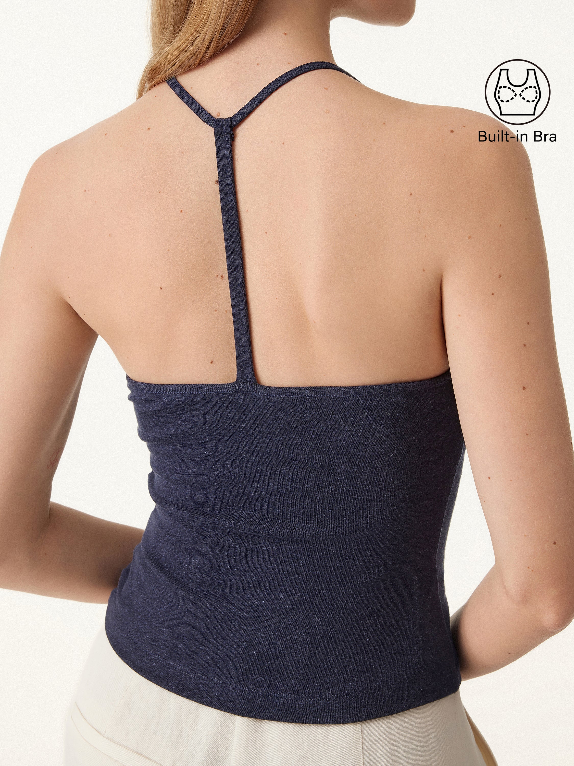 Soft Linen Luxe V-neck T-back Airy Bra Tank - Image 2