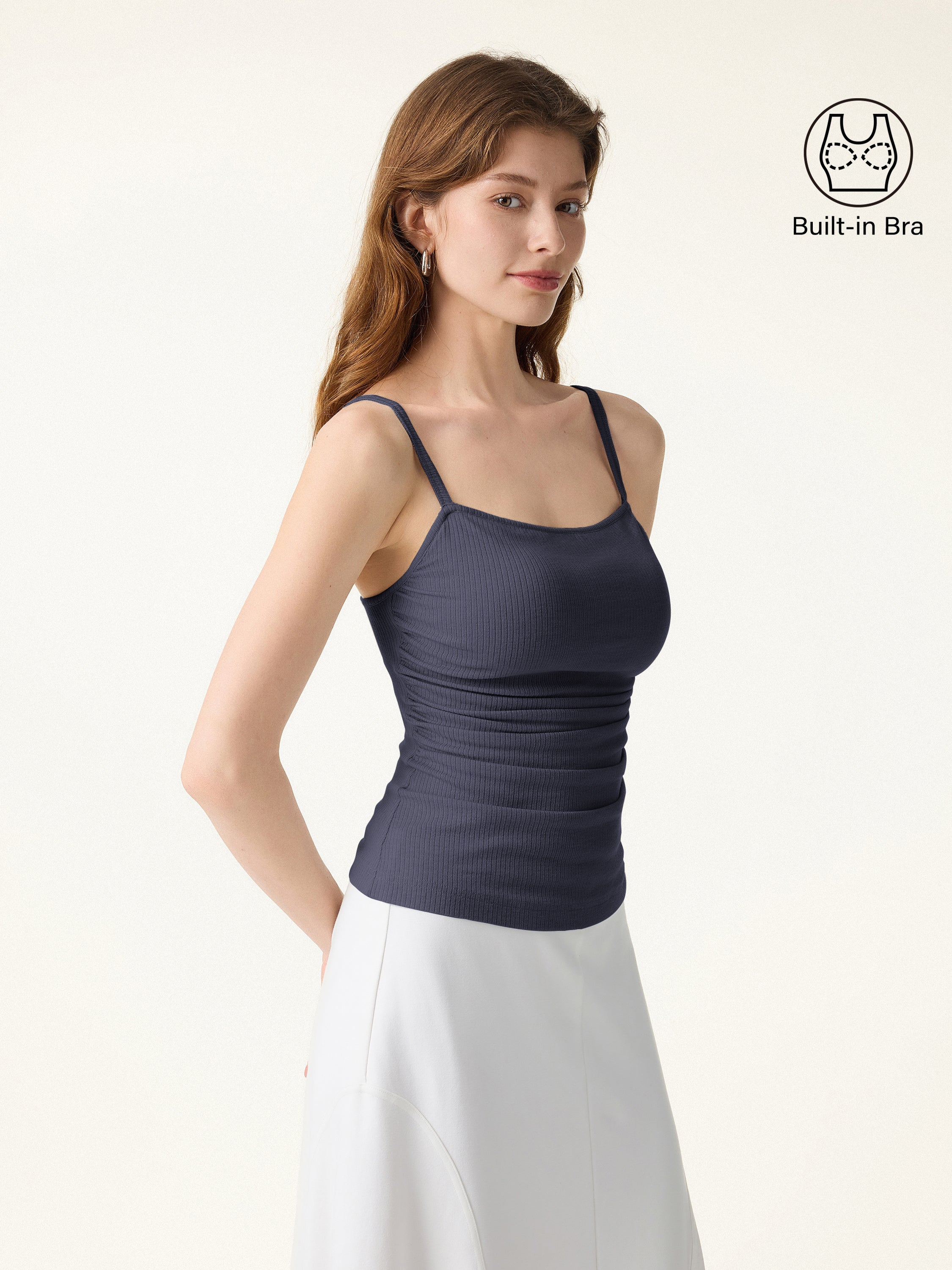 Soft Textured Adjustable Spaghetti Bra Tank - Image 5