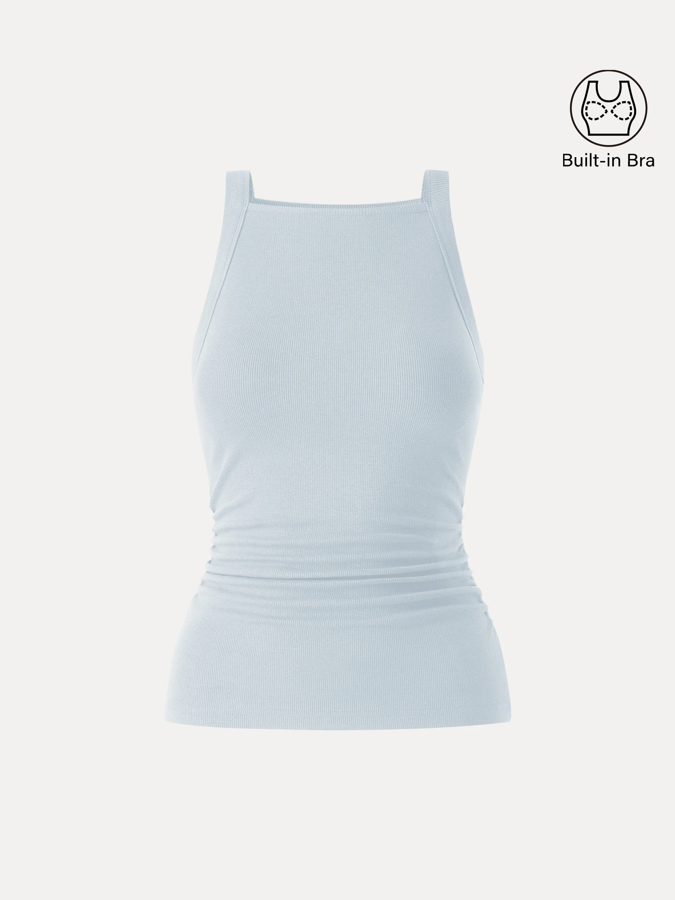 Square Neck Ruched Rib Bra Tank - Image 13