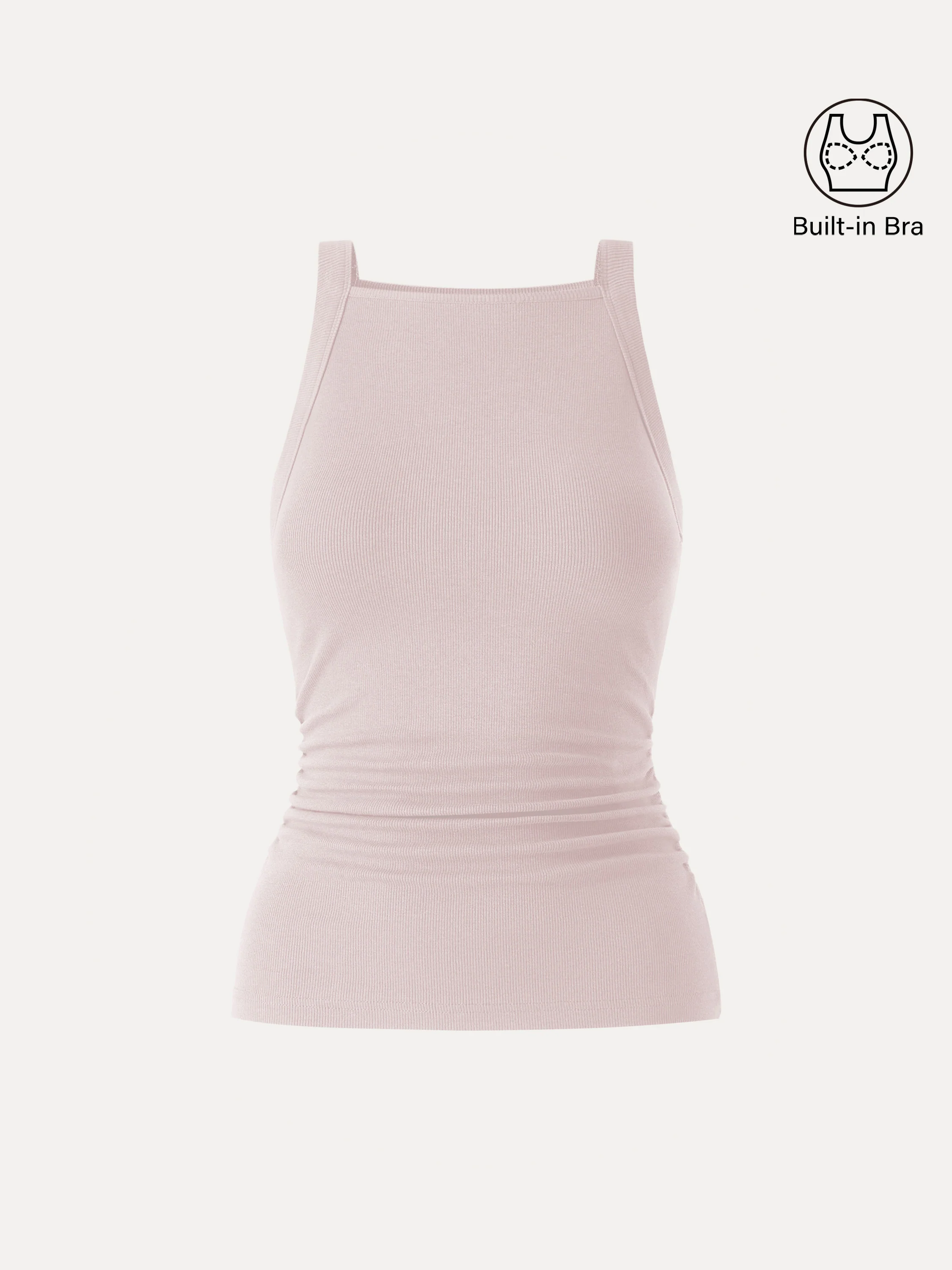 Square Neck Ruched Rib Bra Tank - Image 14