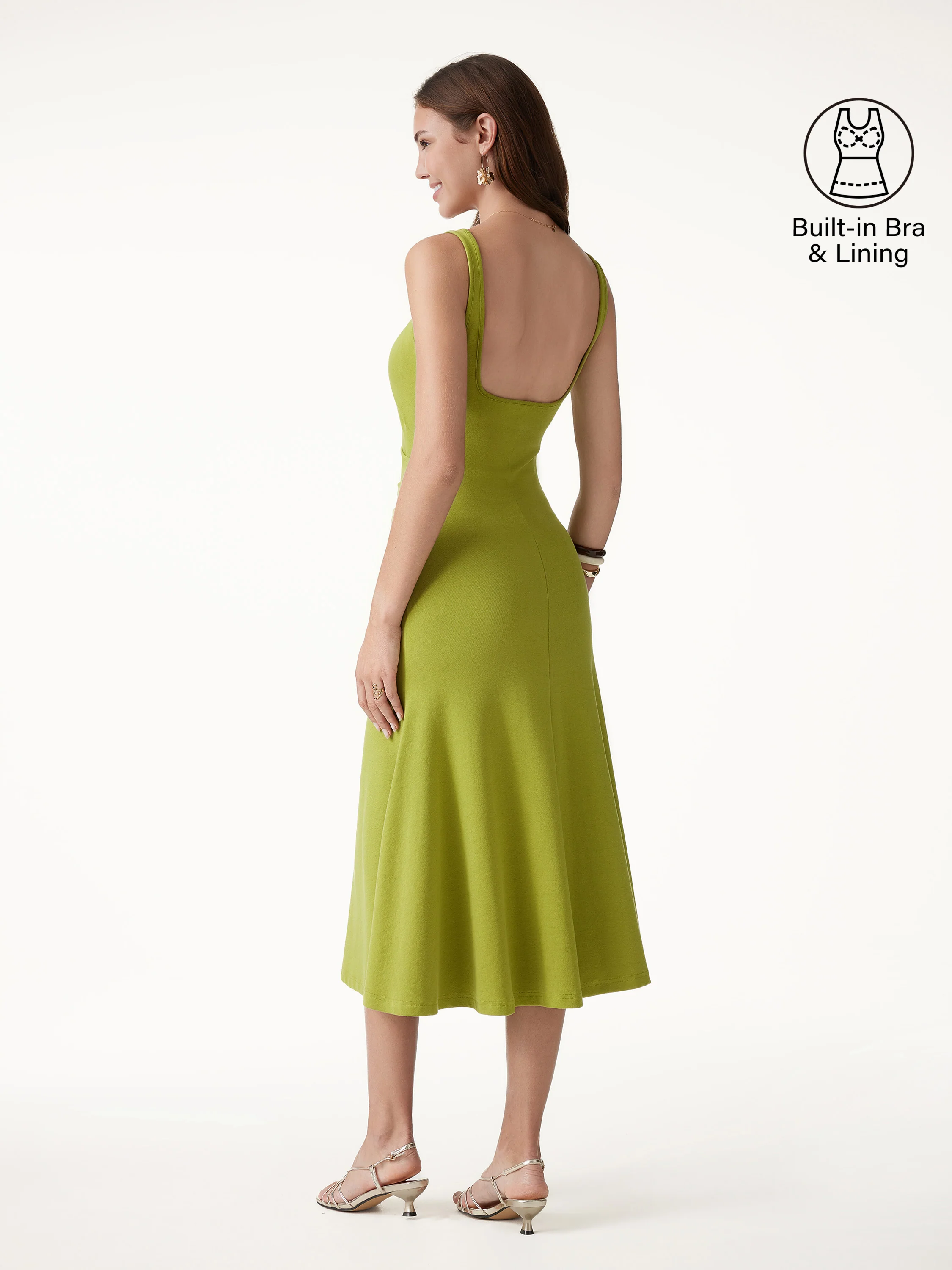 Square Neck Tucked Open Back Bra Dress - Image 8