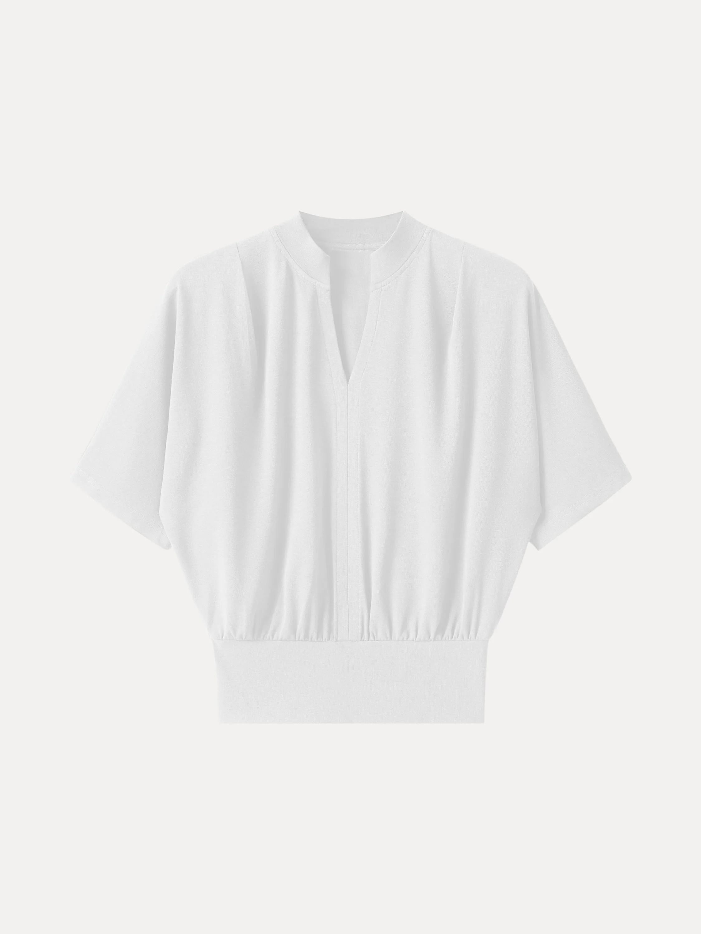 Stand Collar V-Neck Short Sleeve Top - Image 11