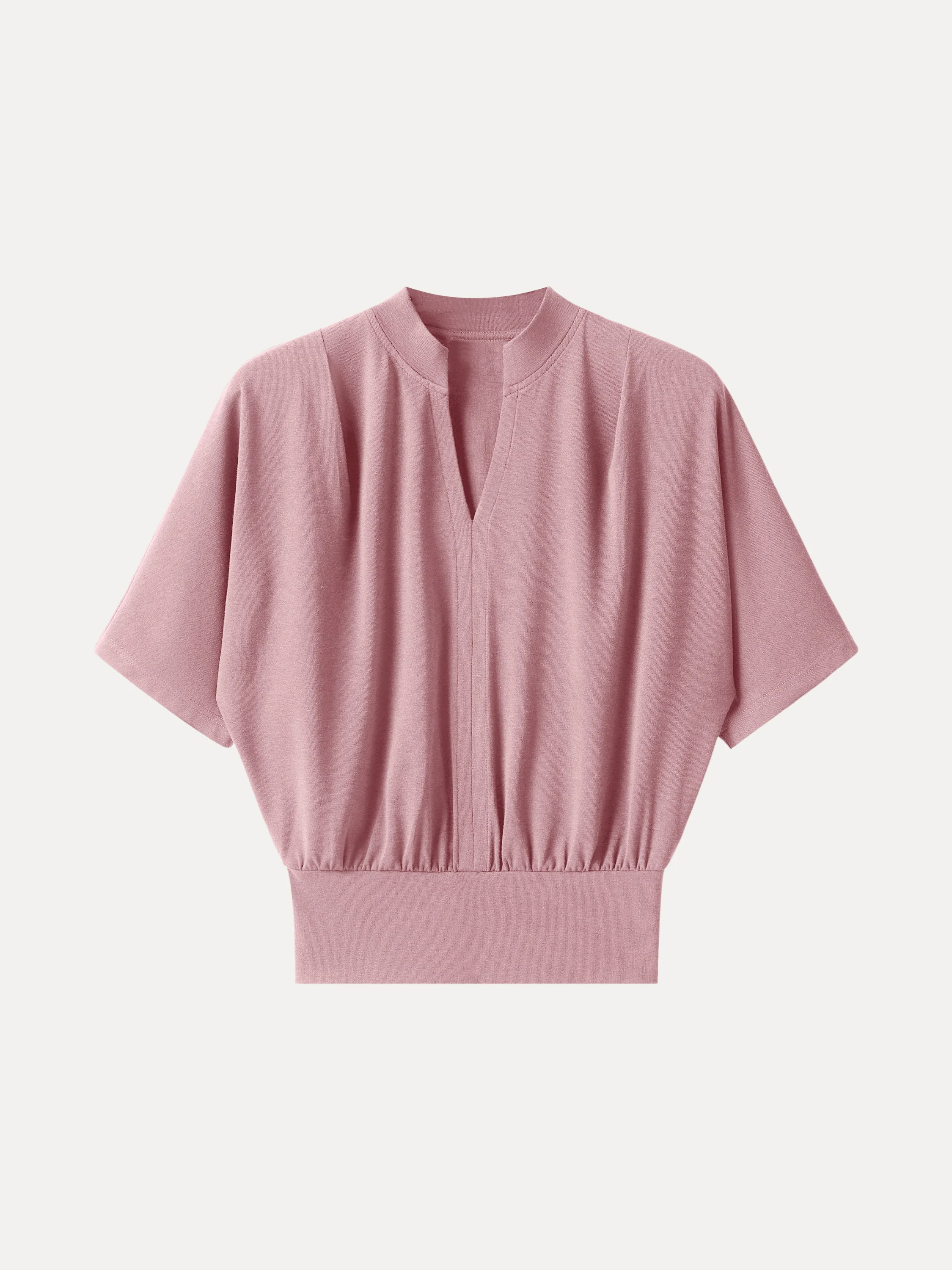 Stand Collar V-Neck Short Sleeve Top - Image 12