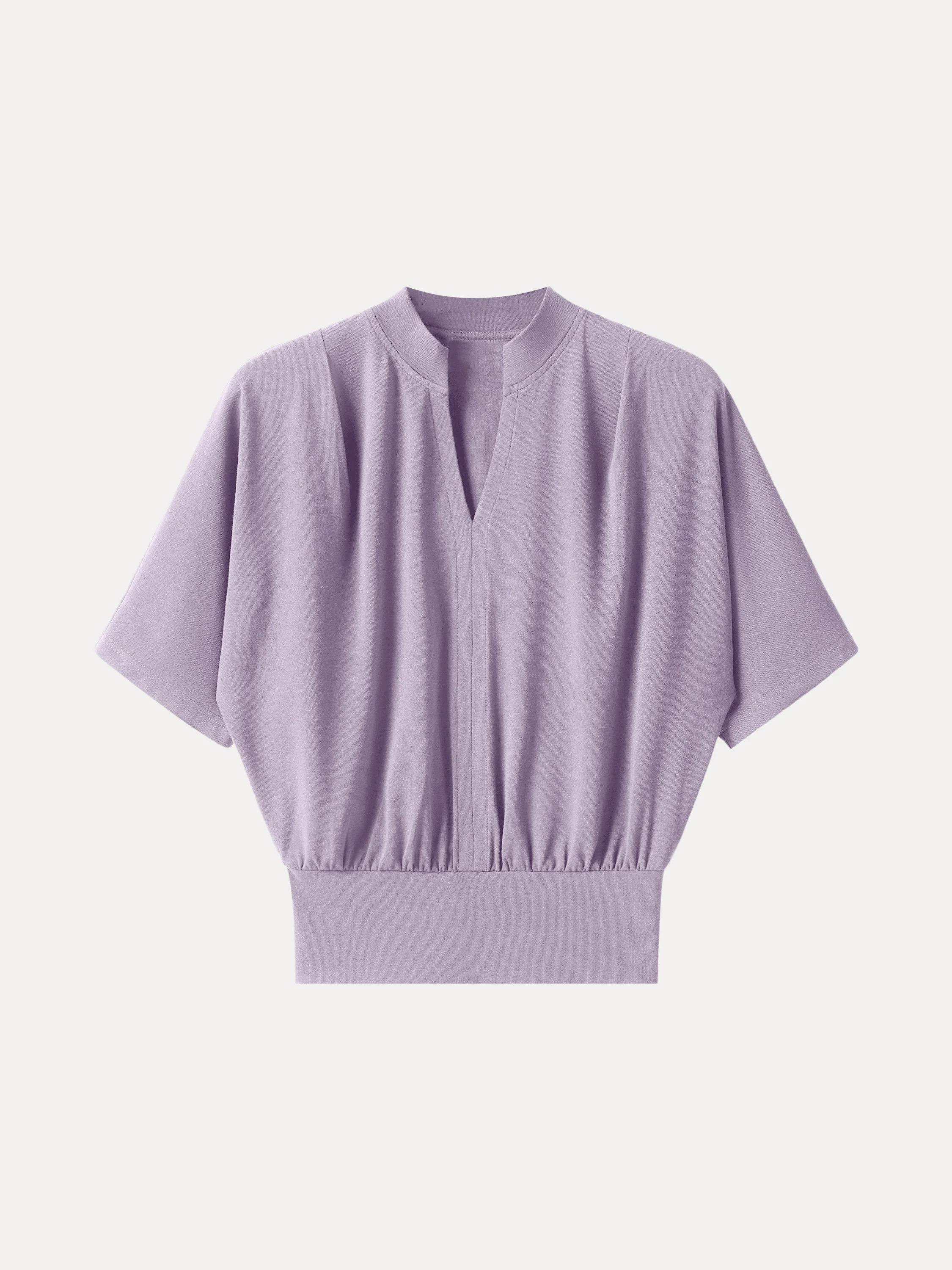 Stand Collar V-Neck Short Sleeve Top - Image 13