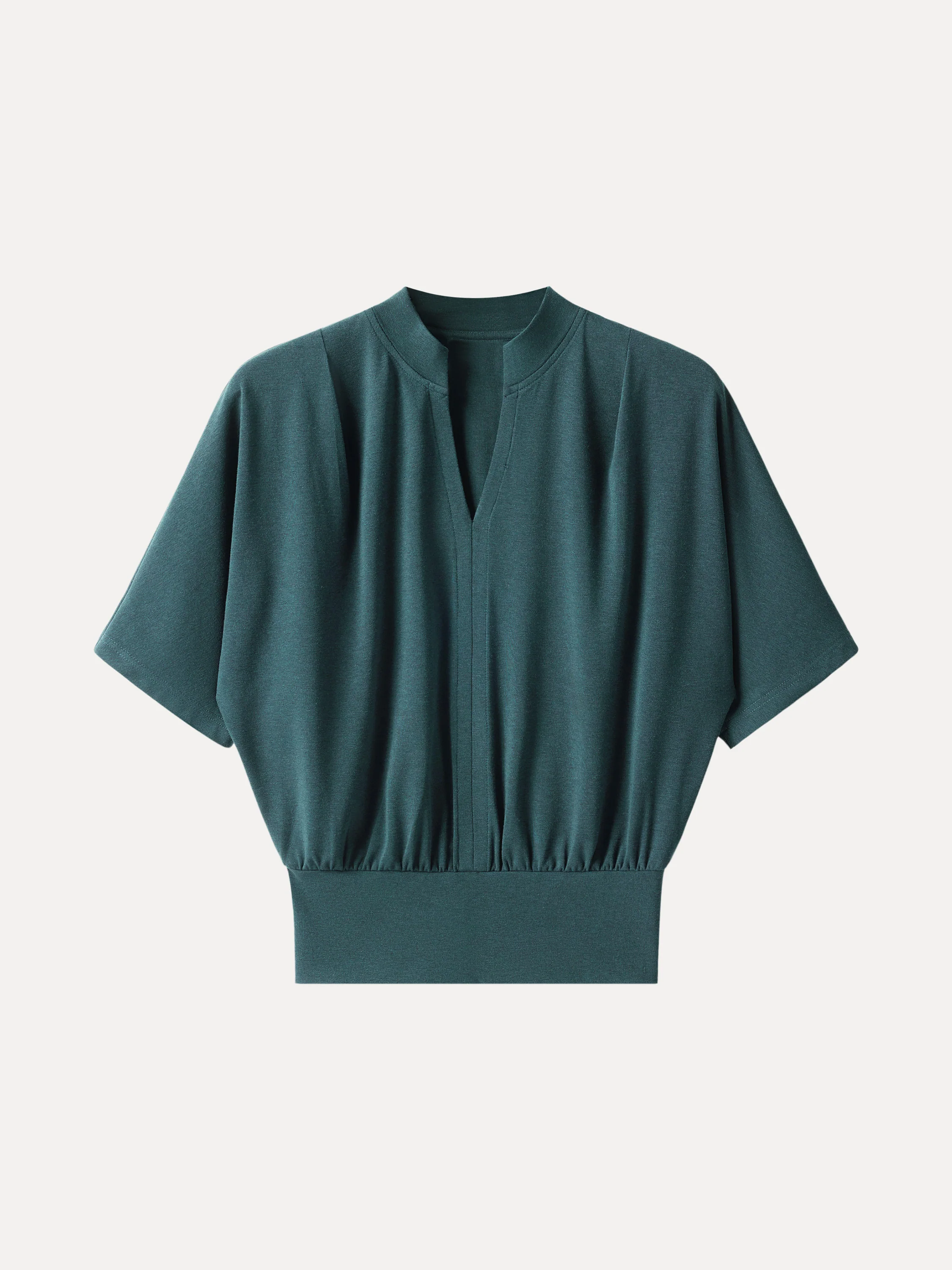 Stand Collar V-Neck Short Sleeve Top - Image 16