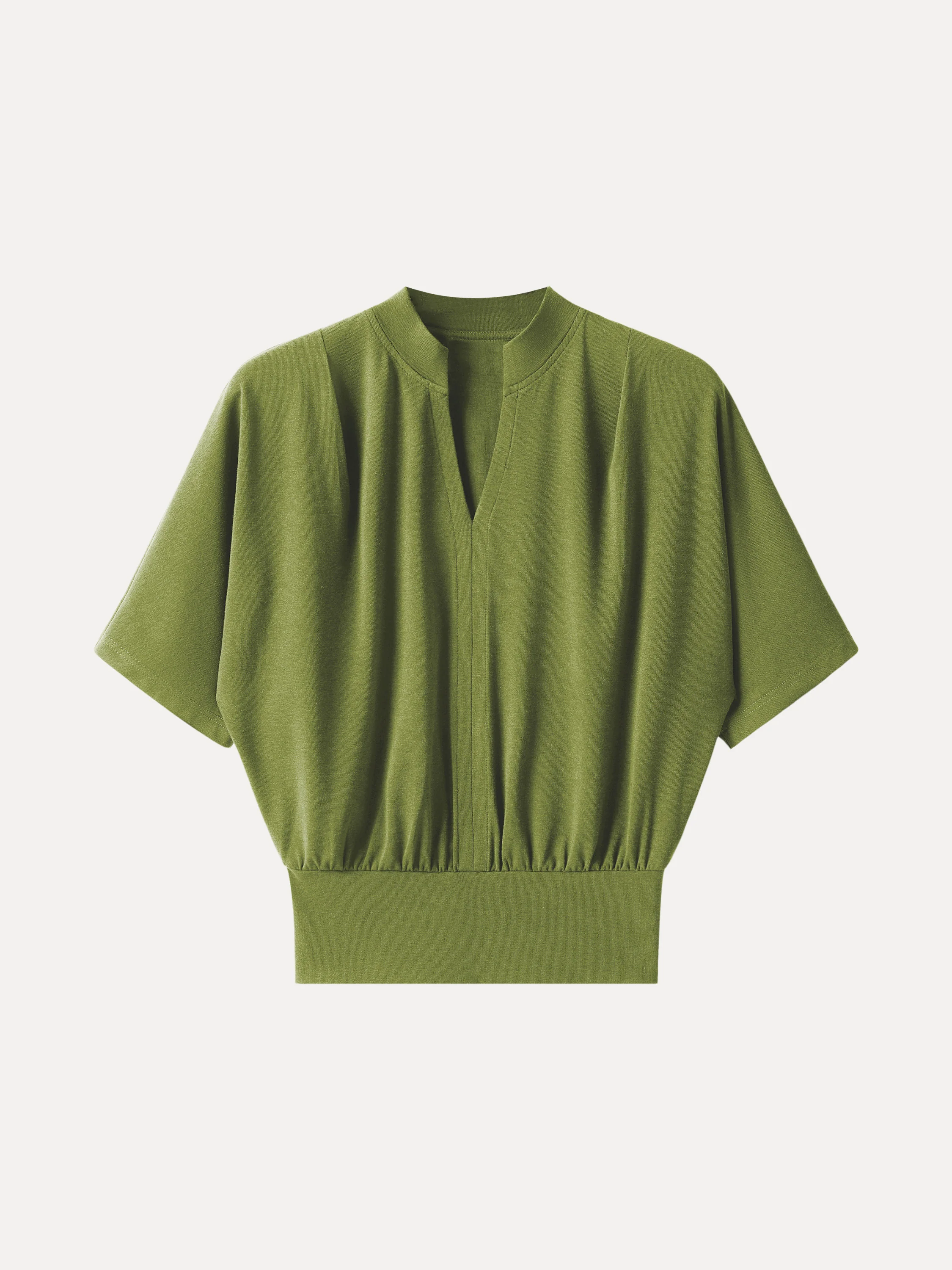 Stand Collar V-Neck Short Sleeve Top - Image 17