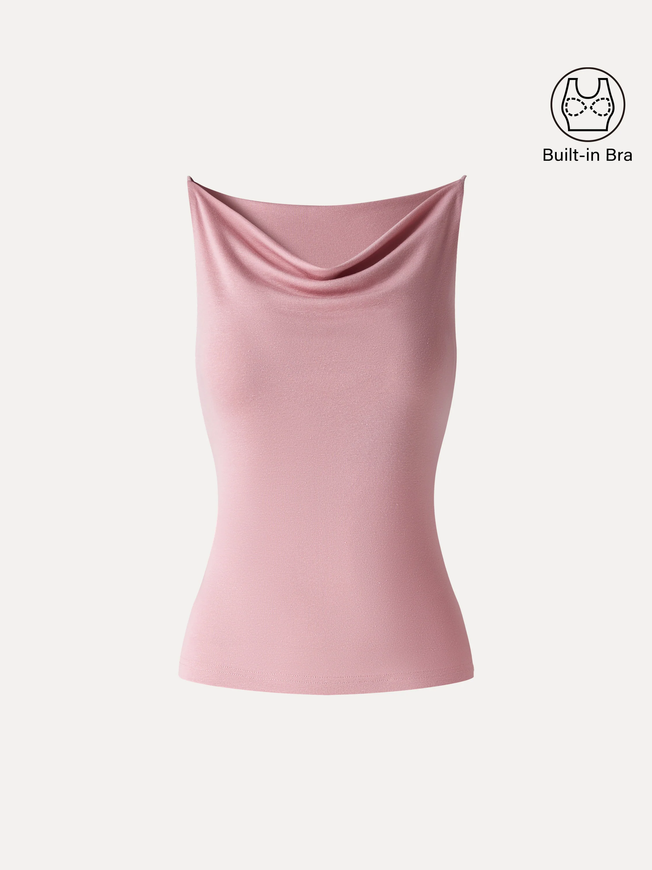 Stretch Linen Cowl Neck Bra Tank - Image 11