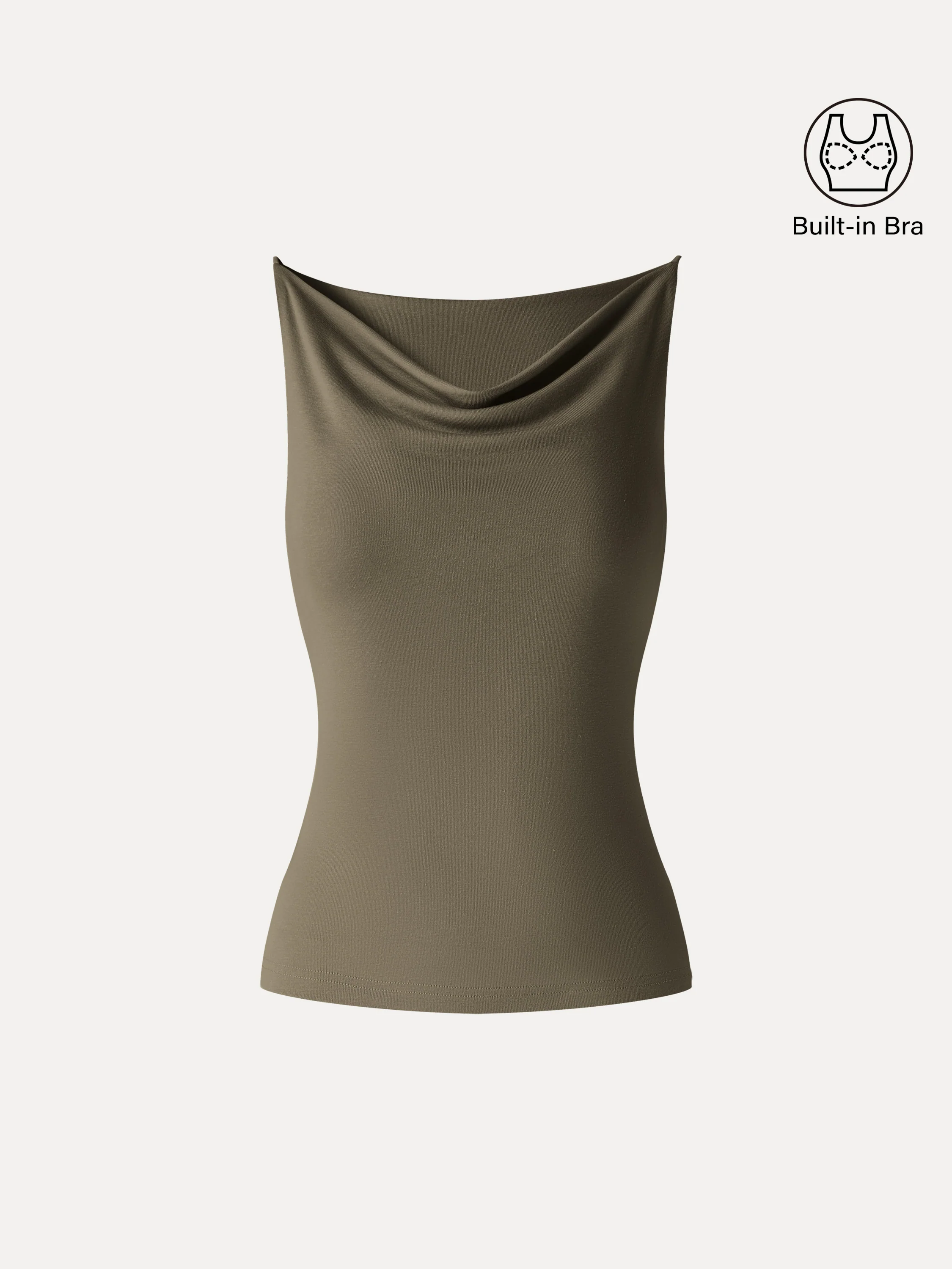 Stretch Linen Cowl Neck Bra Tank - Image 13