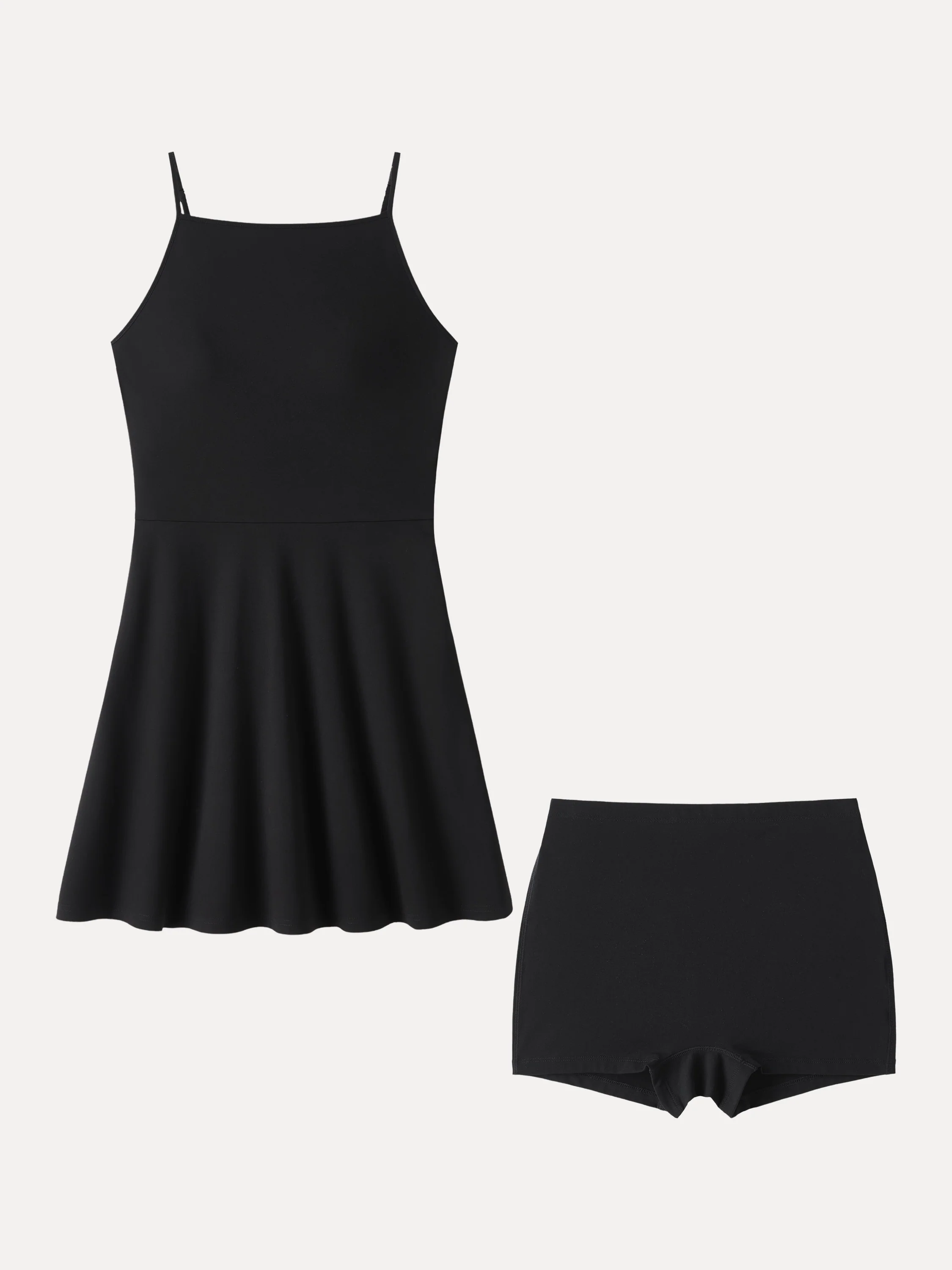 Stretch Ponte Square Neck Mini A-Line Bra Dress with Pockets - Image 2