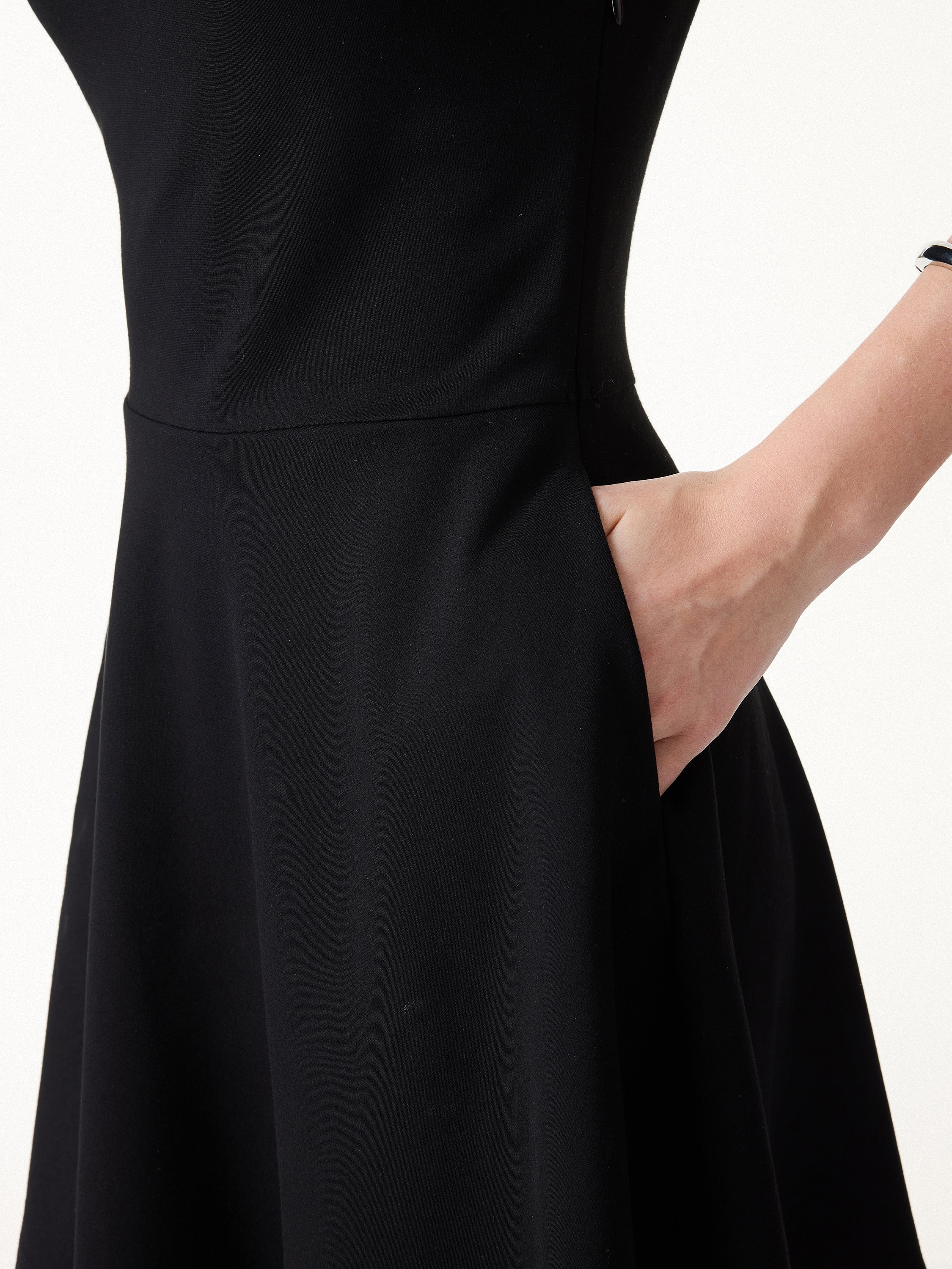 Stretch Ponte Square Neck Mini A-Line Bra Dress with Pockets - Image 5
