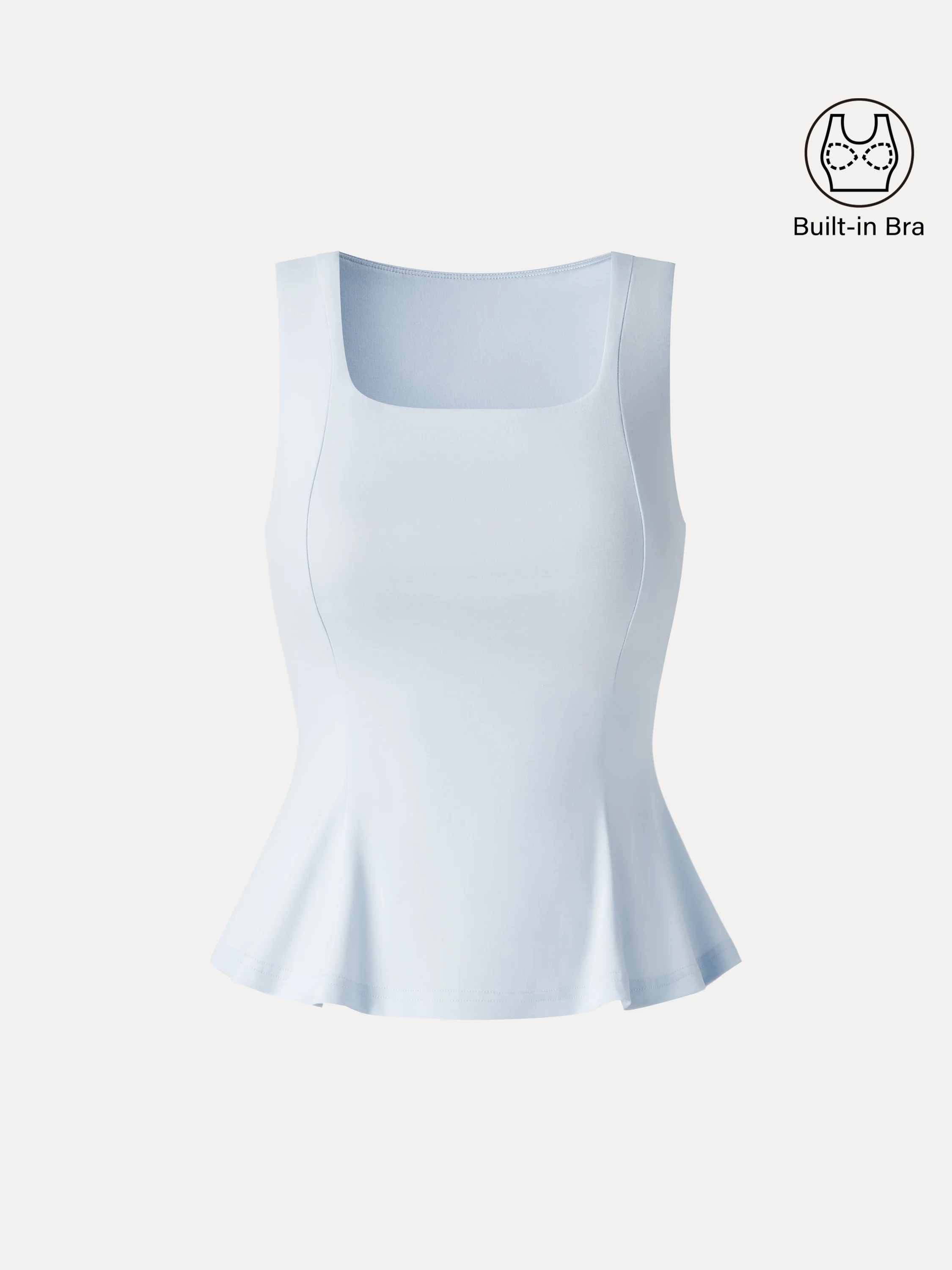 Stretch Ponte Square Neck Peplum Bra Top - Image 9