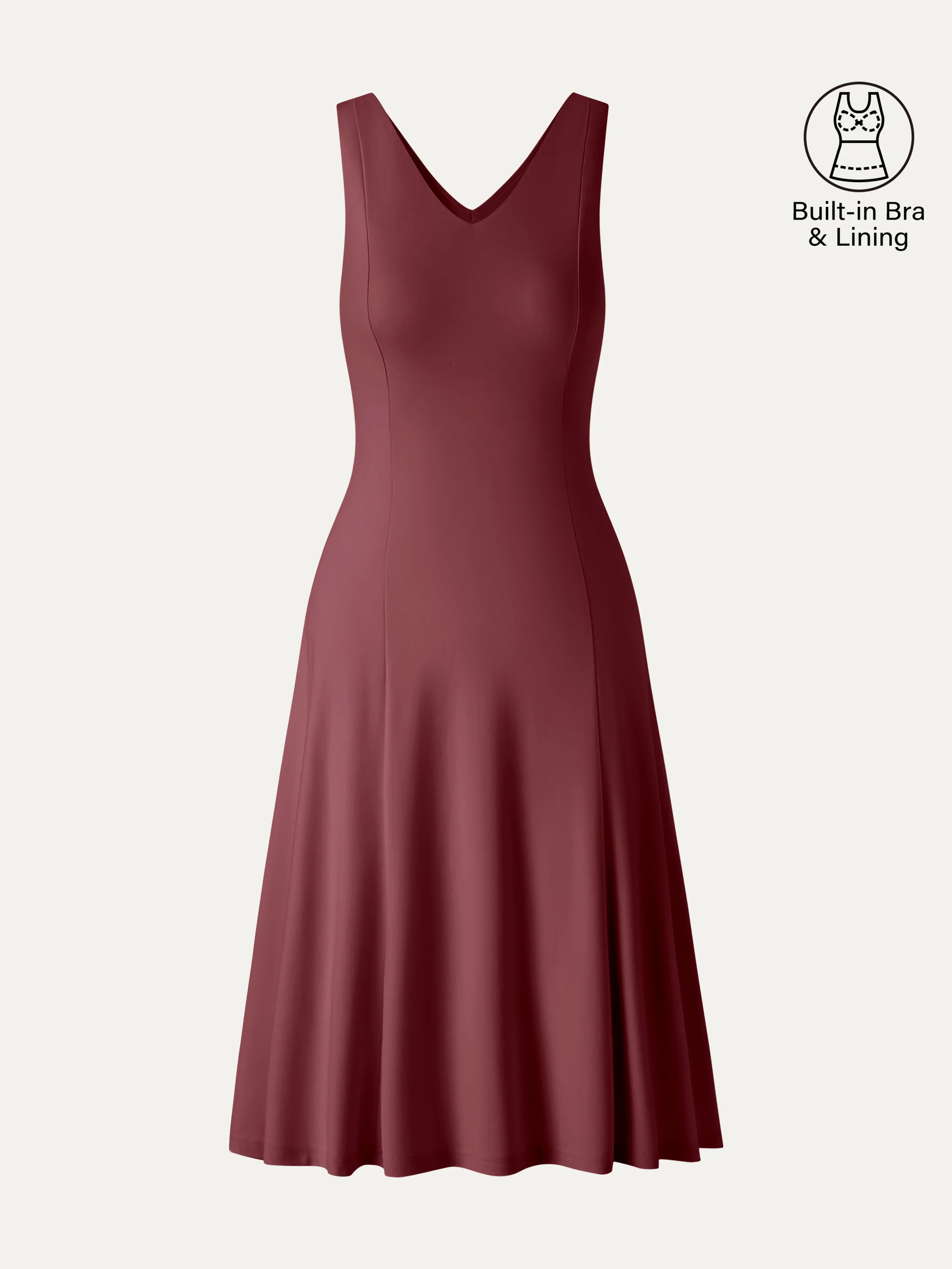 Stretch Ponte V-Neck A-Line Midi Bra Dress - Image 11