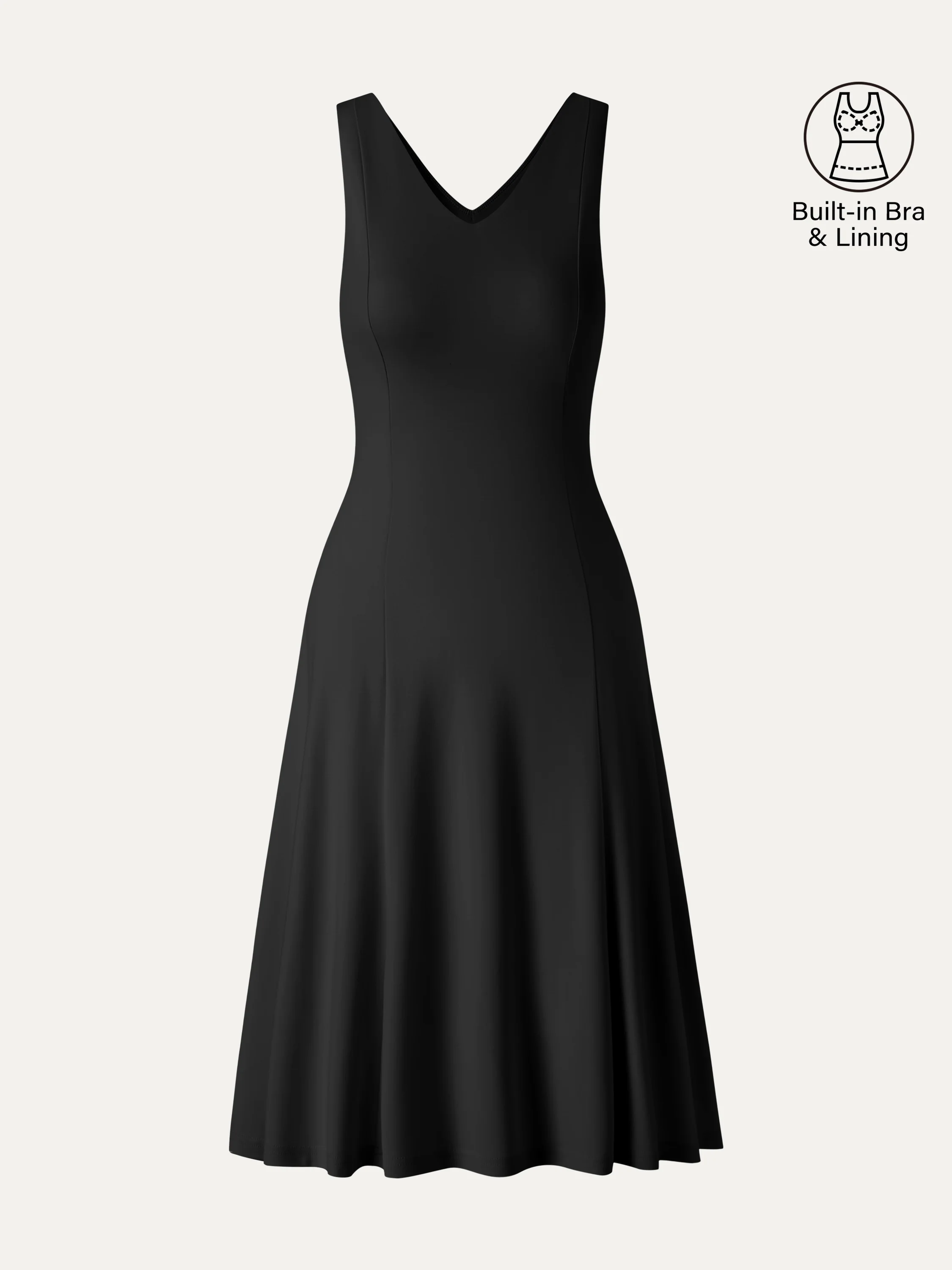 Stretch Ponte V-Neck A-Line Midi Bra Dress - Image 15