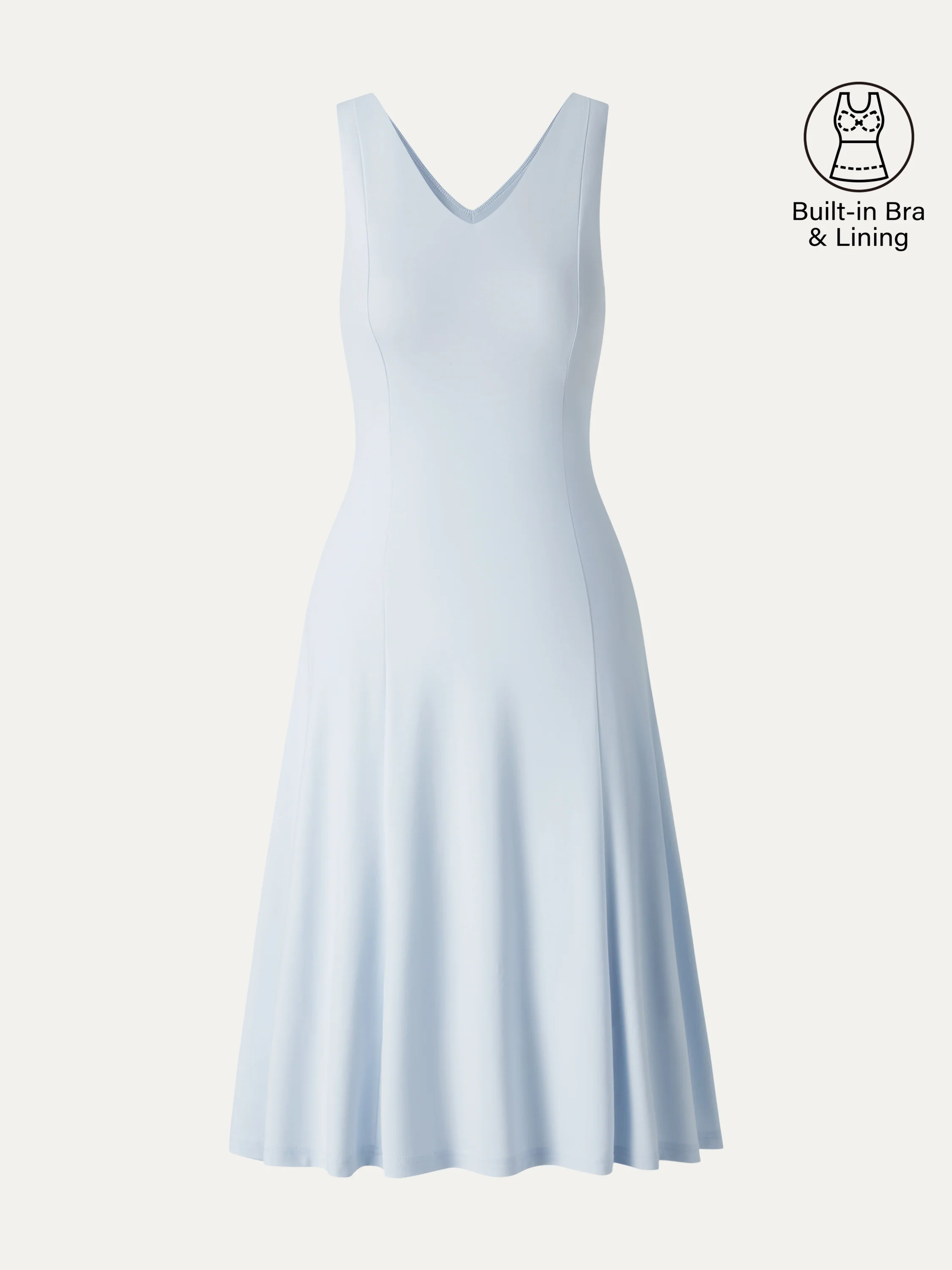 Stretch Ponte V-Neck A-Line Midi Bra Dress - Image 9