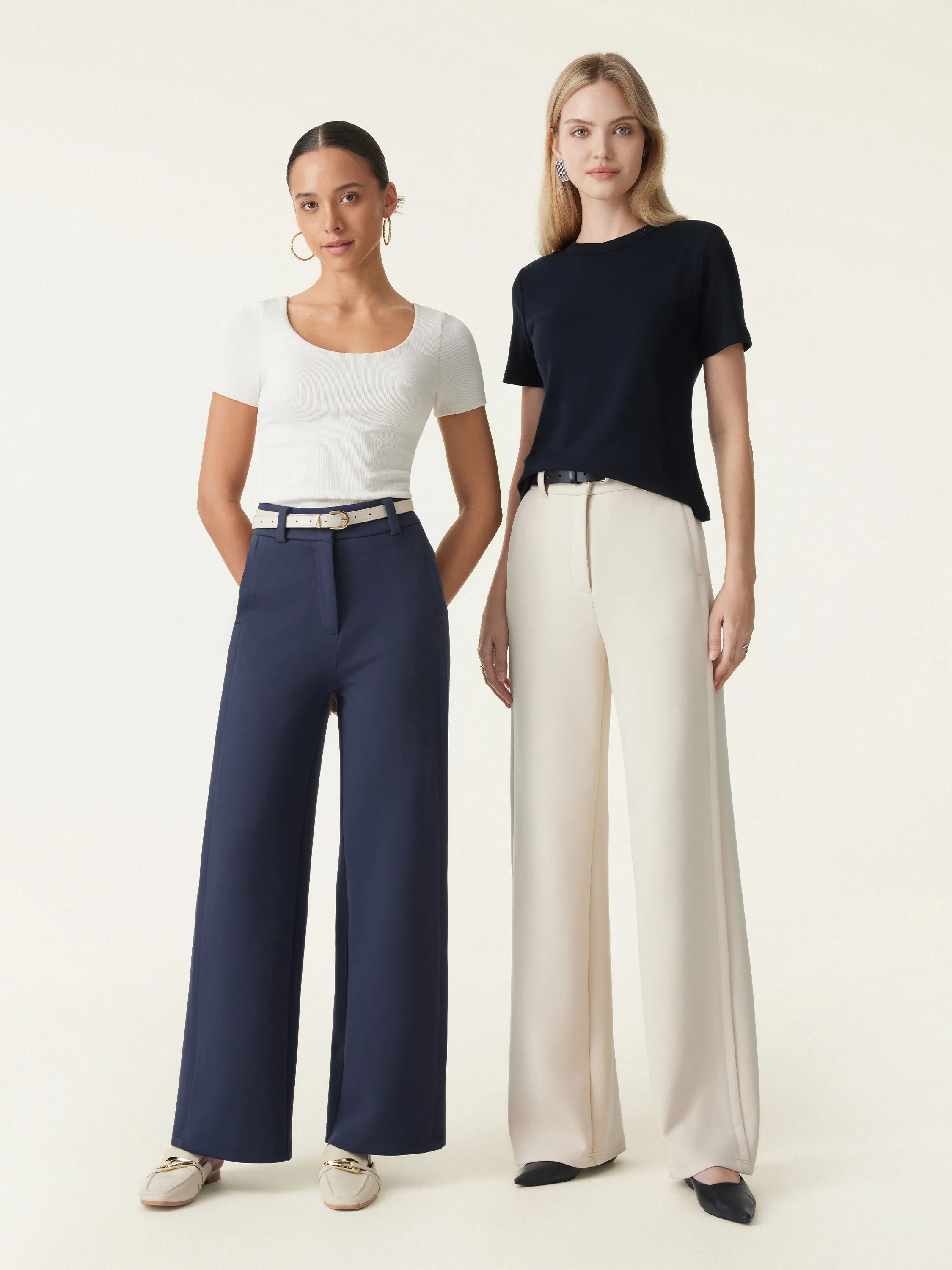 Stretchy Mid Rise Fly-Front Wide Leg Trouser - Image 2