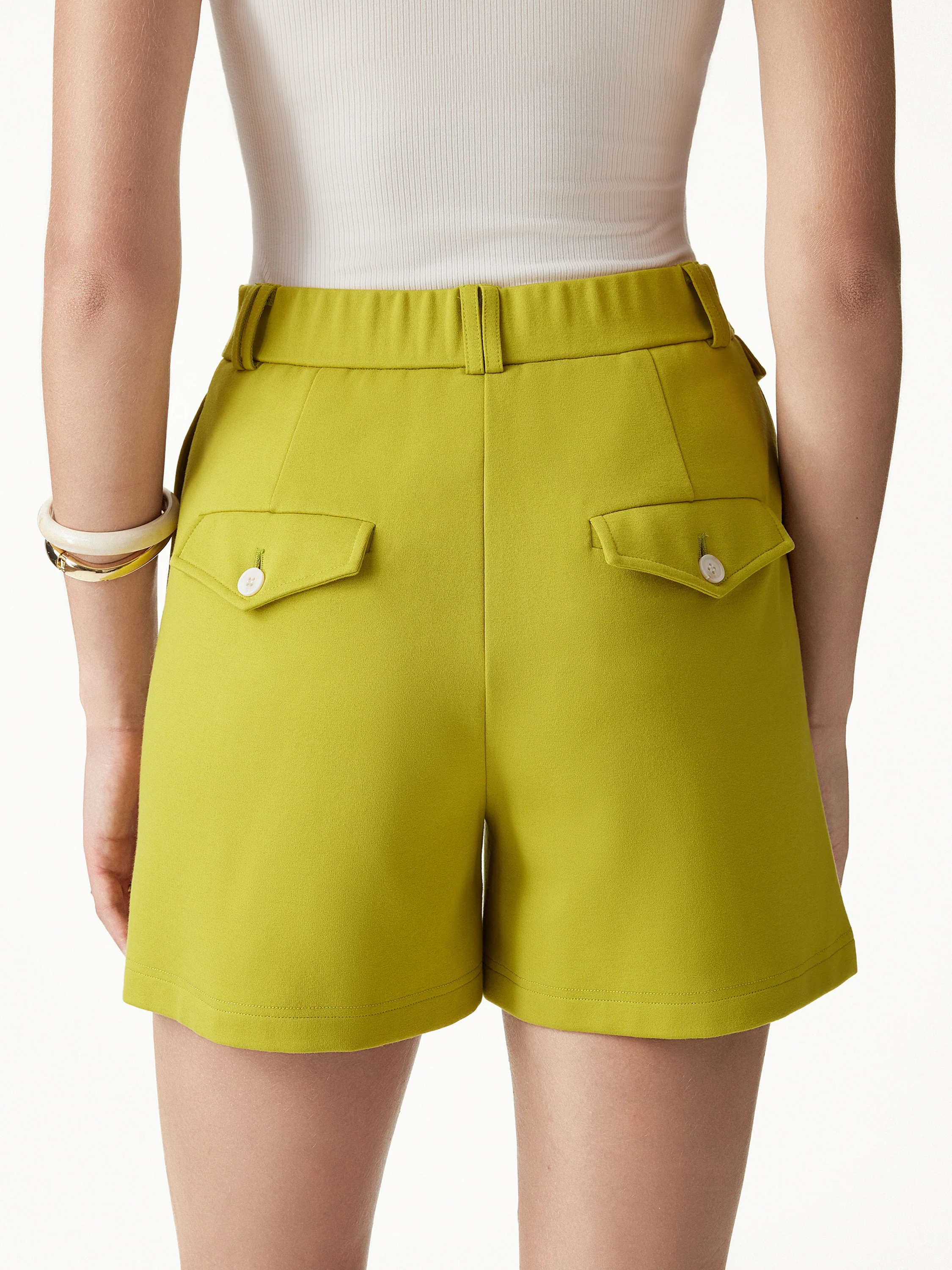 Summer Ponte High Rise Shorts with Pockets - Image 9