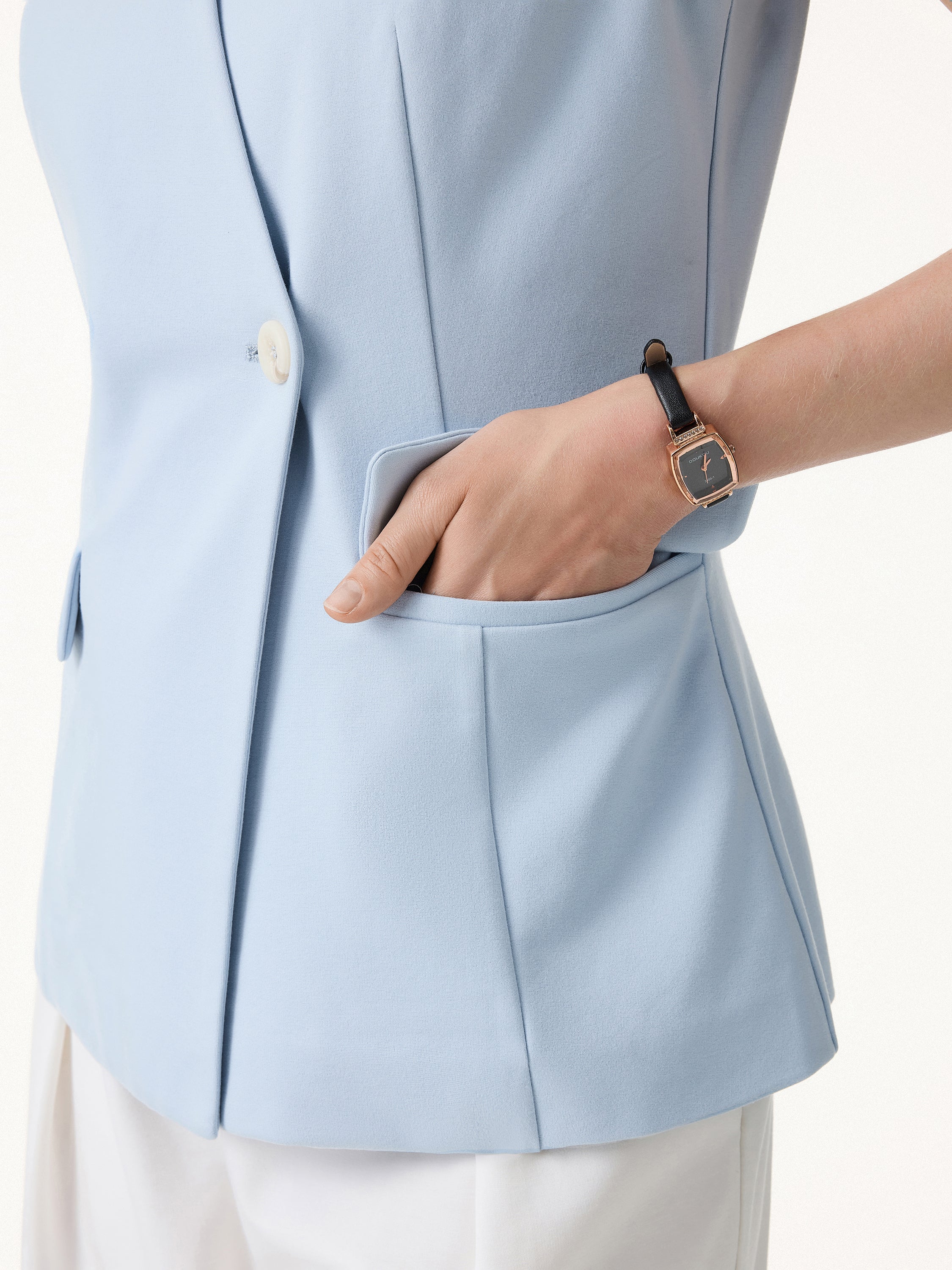 Summer V-Neck Office Staple Waistcoat with Pockets - Image 2