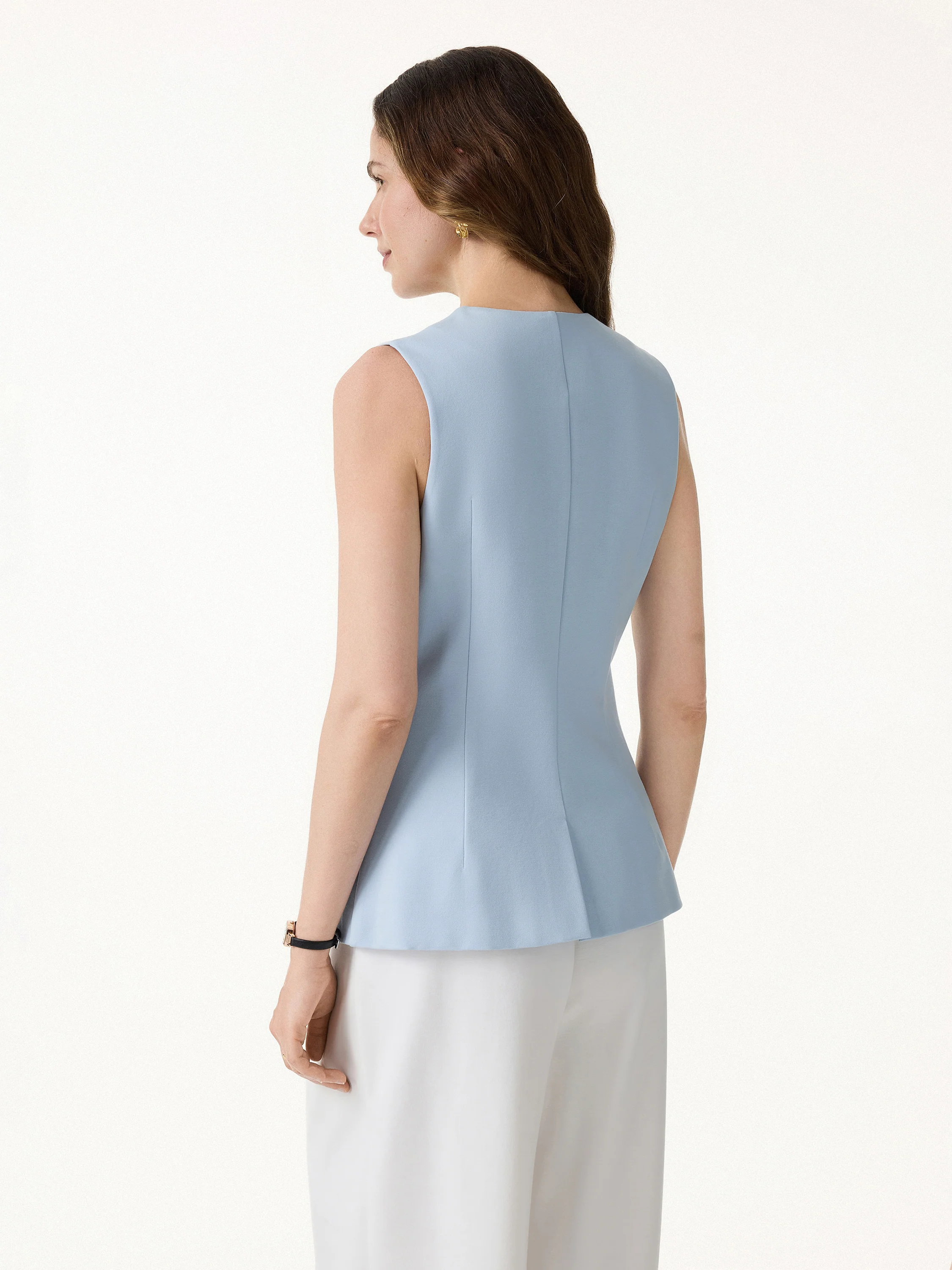 Summer V-Neck Office Staple Waistcoat with Pockets - Image 9