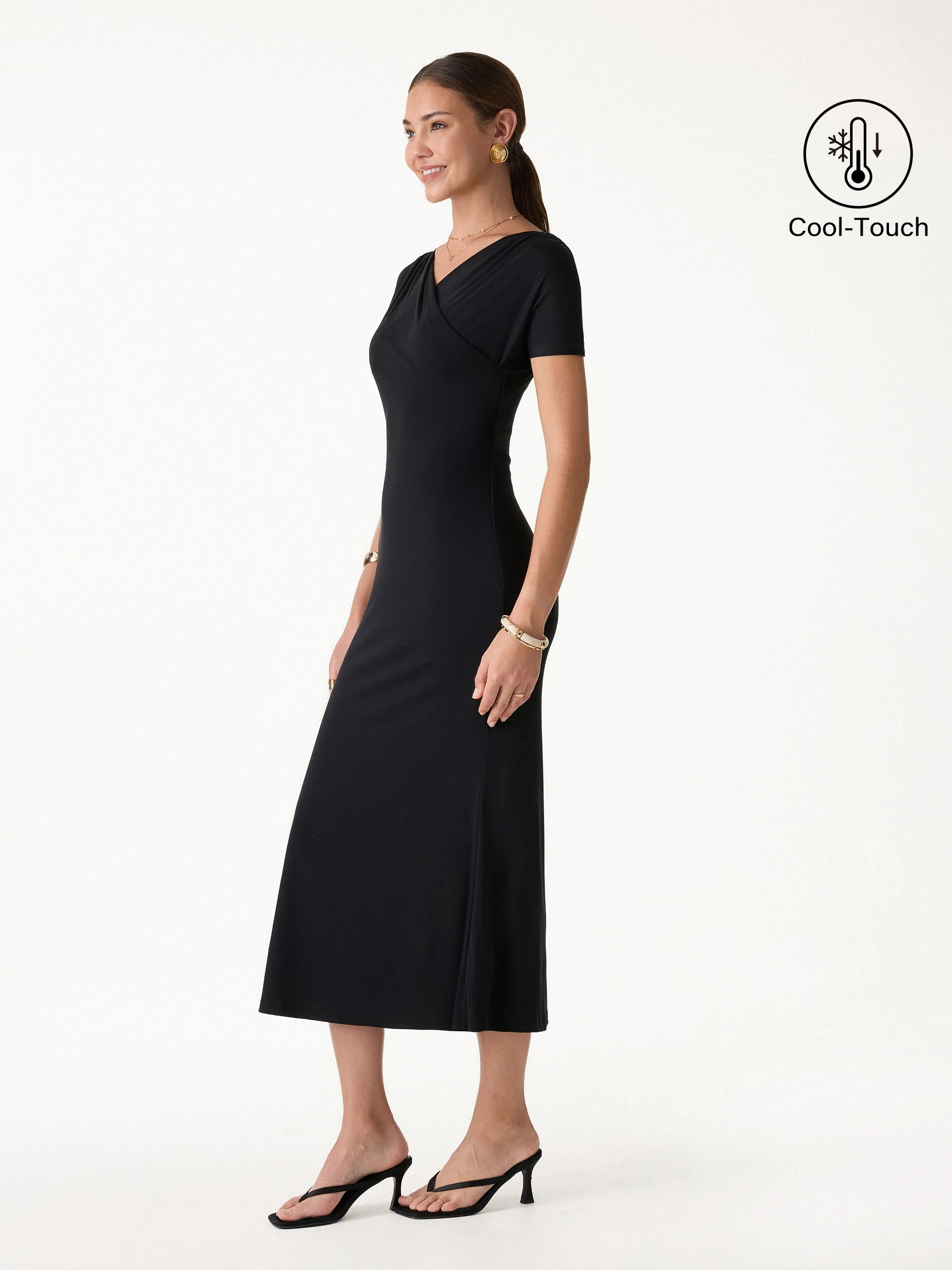 Surplice Short Sleeve Midi Dress - Image 7