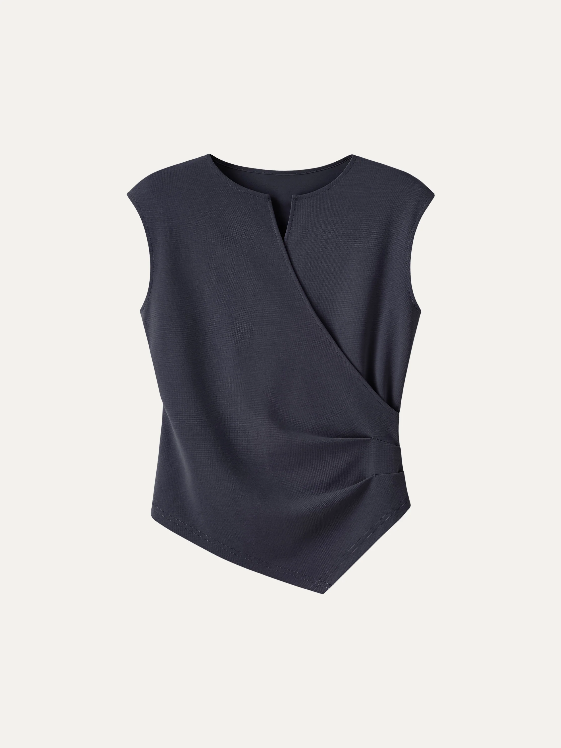 Surplice Wide Shoulder Tucked Angled Tank Top - Image 12