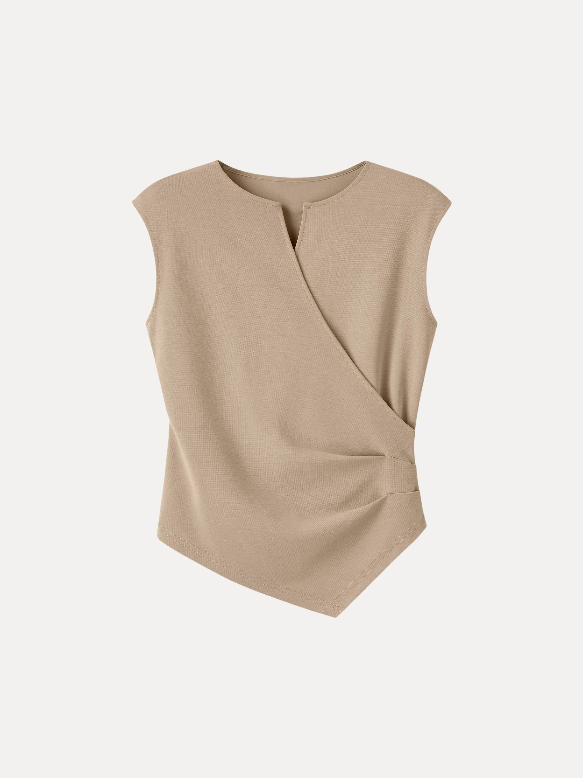 Surplice Wide Shoulder Tucked Angled Tank Top - Image 13