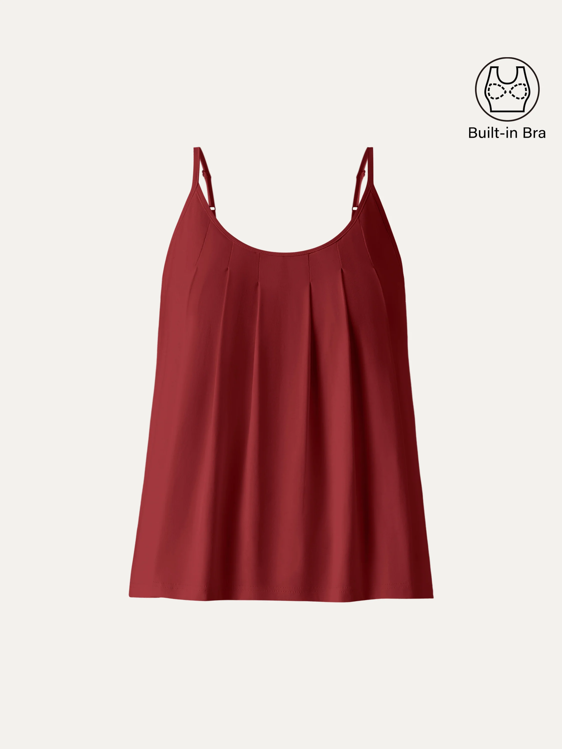 U-Neck Pleated Spaghetti Bra Tank - Image 13