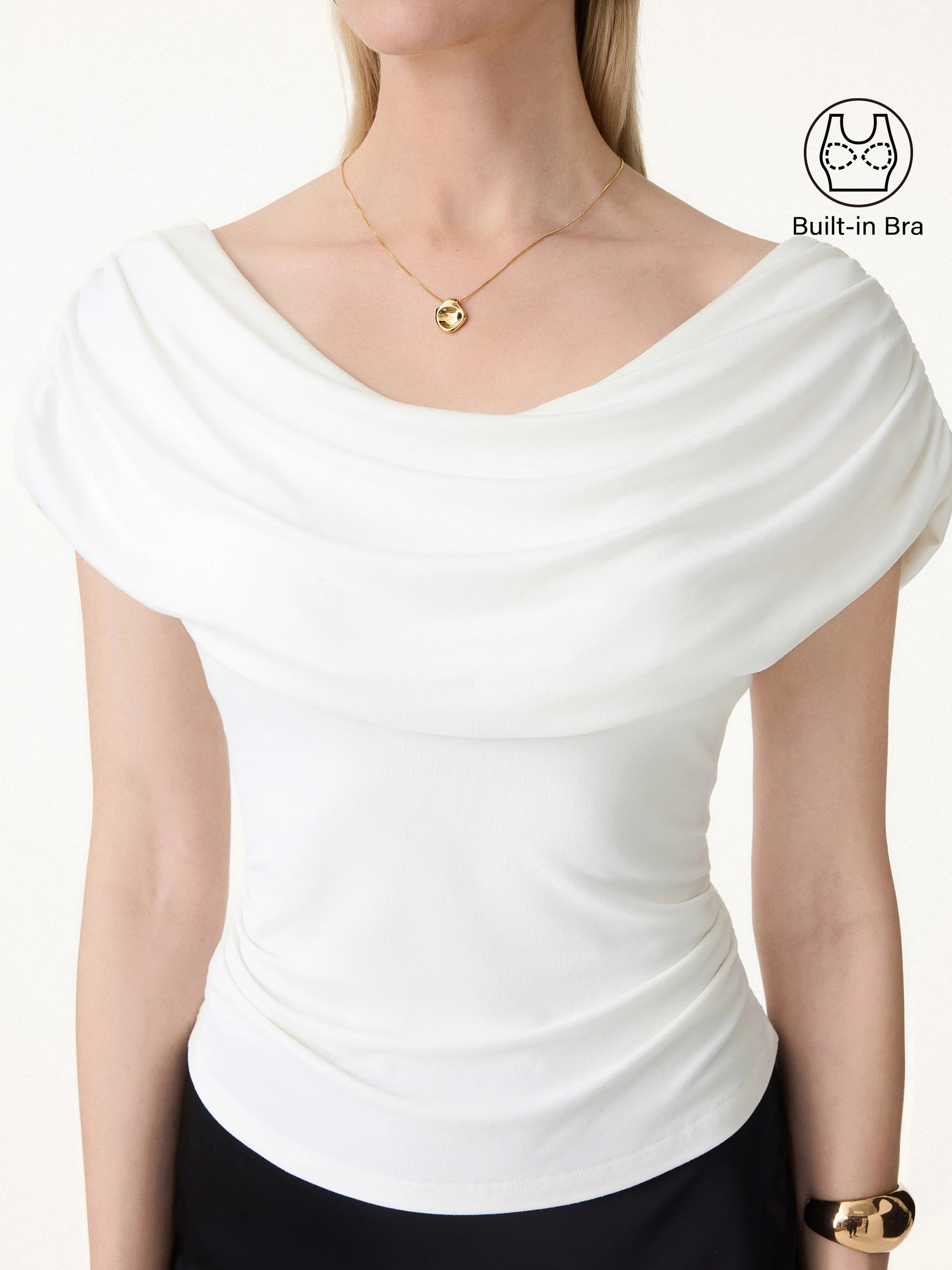 UltraSoft SkinKiss Draped U-Neck Ruched Bra Top