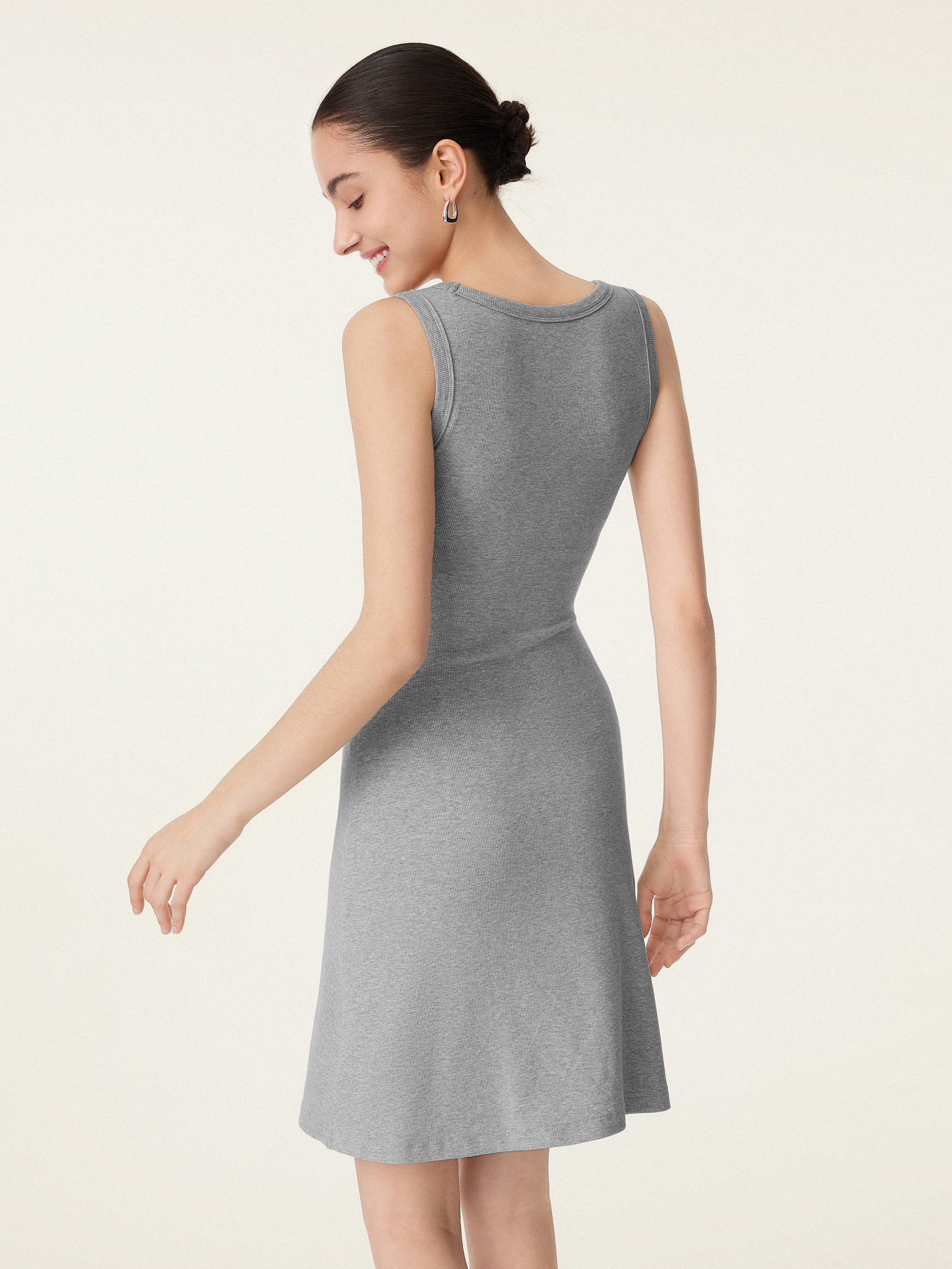 Flattering V-neck A-line New Airy Bra Tank Dress - Image 7