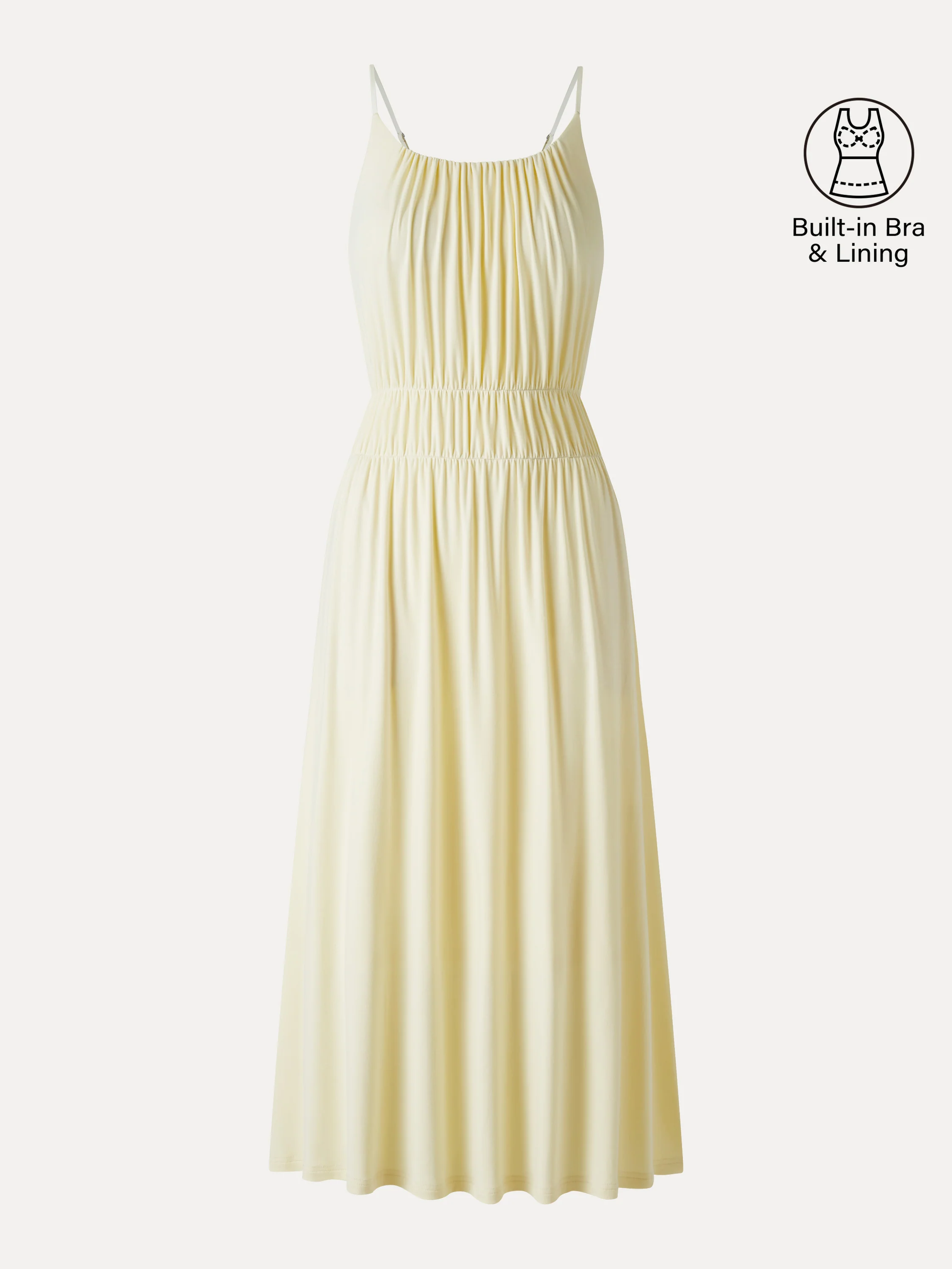 Vacay Gathered U-Neck Spaghetti Midi Bra Dress with Pockets - Image 9