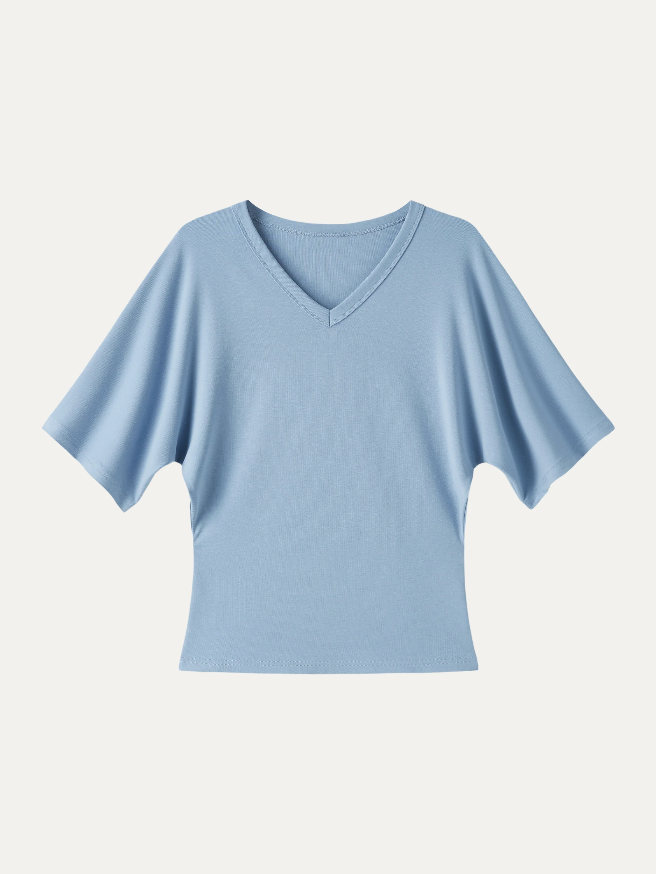 Viscose Cotton V-Neck Waist-Defining Summer Tee - Image 7