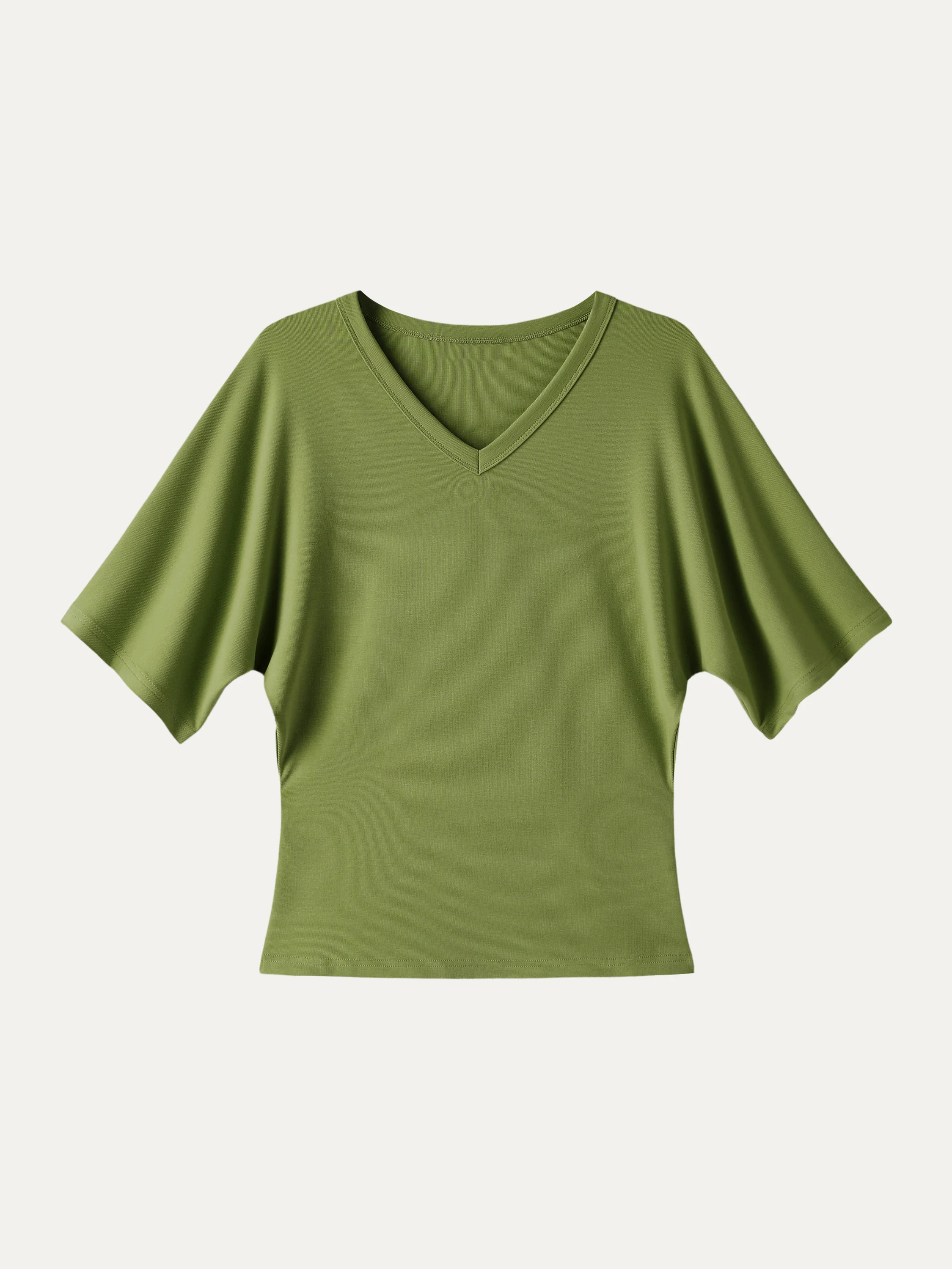Viscose Cotton V-Neck Waist-Defining Summer Tee - Image 9